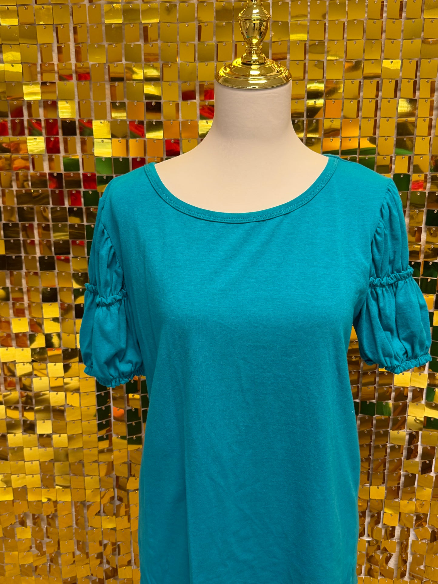 Teal puff sleeve blouse