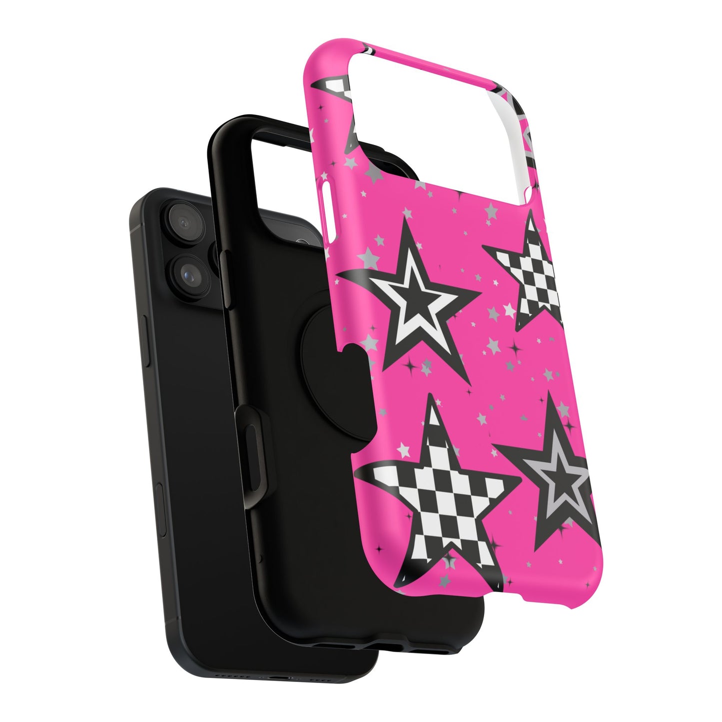 Starry Pink Impact-Resistant Case, Bold Phone Cover, Trendy Tech Accessory, Star, Gifts for Occasions, Phone Case, Iphone