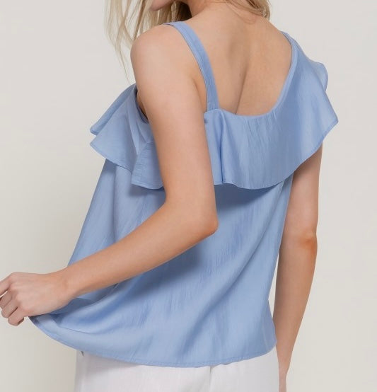 Sky Blue Asymmetrical Top
