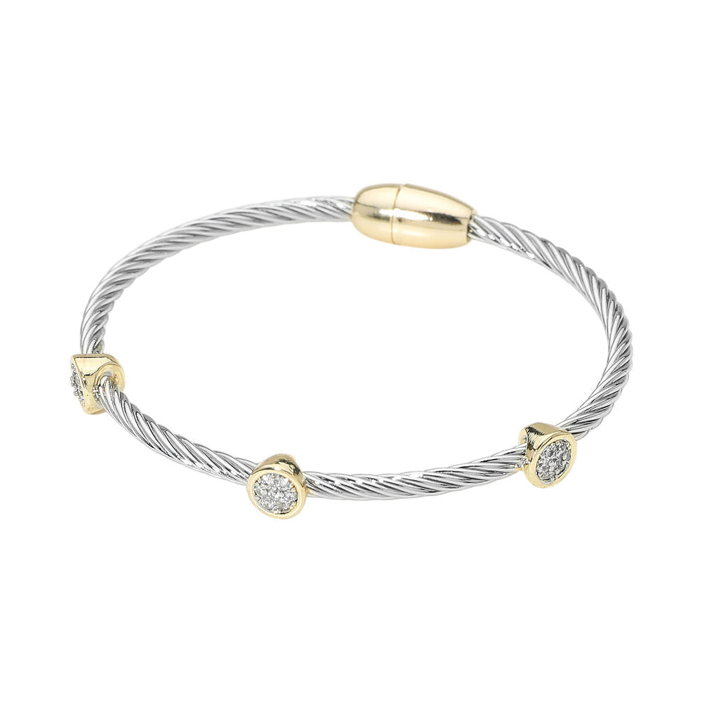 Two toned metal magnetic clasp bracelet