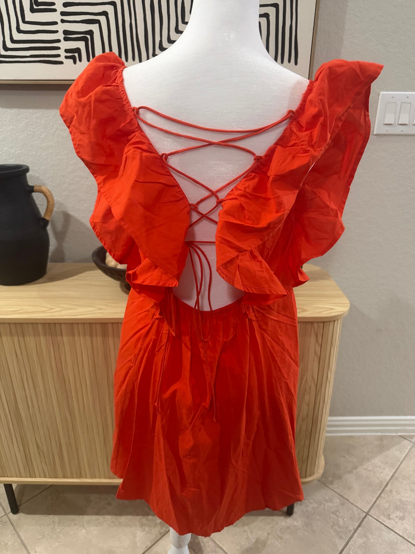Tomato Red Dress that ties in back