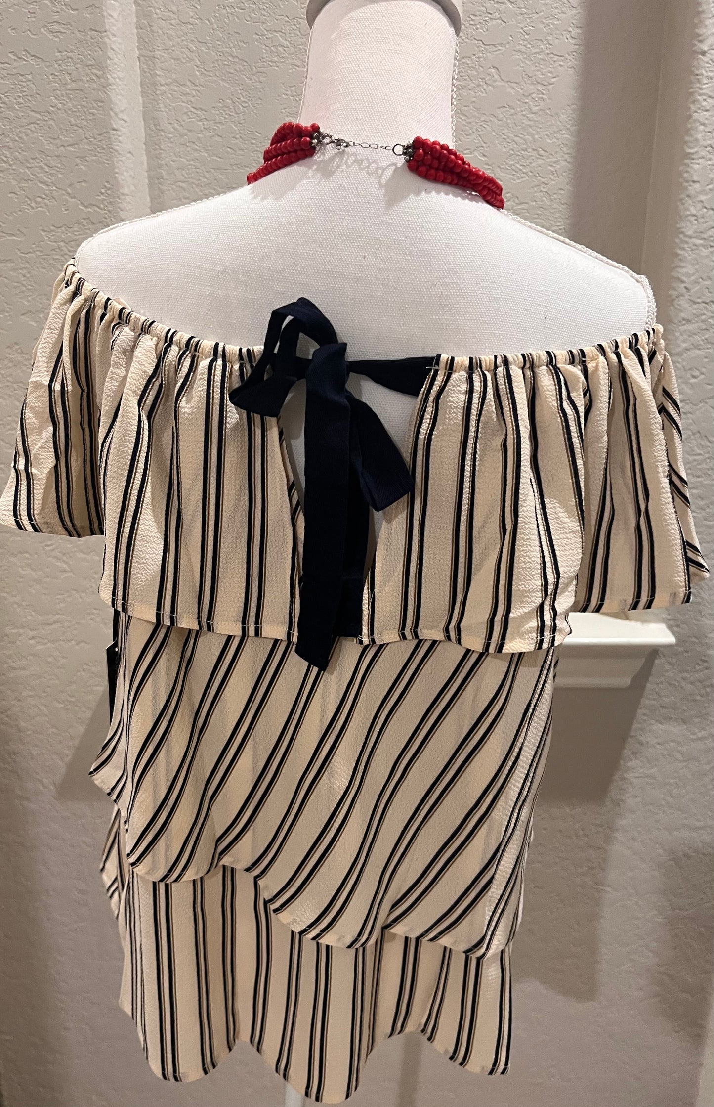 Layered Ruffle top with ribbon tie back