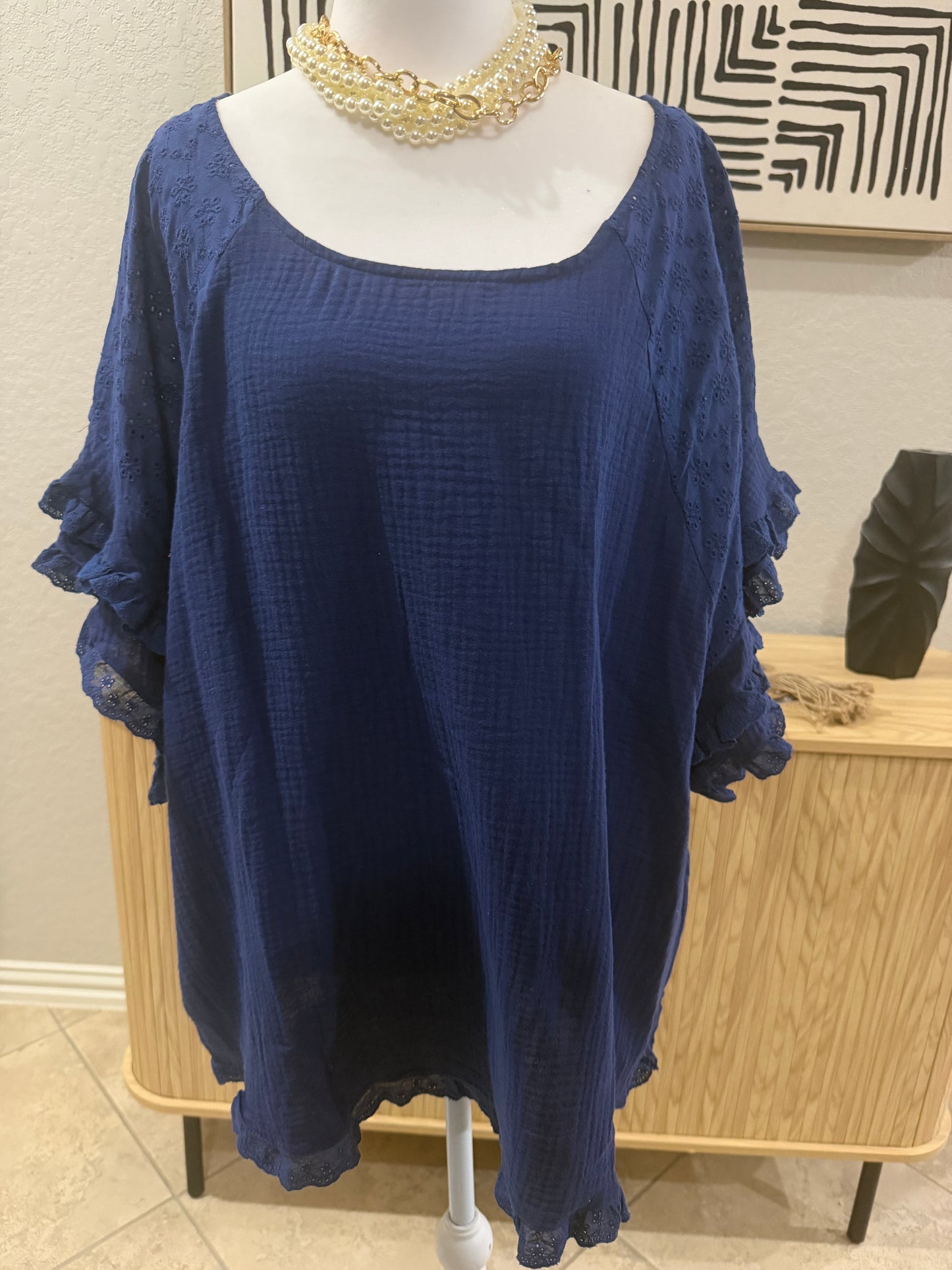 Curvy Navy Blue Blouse