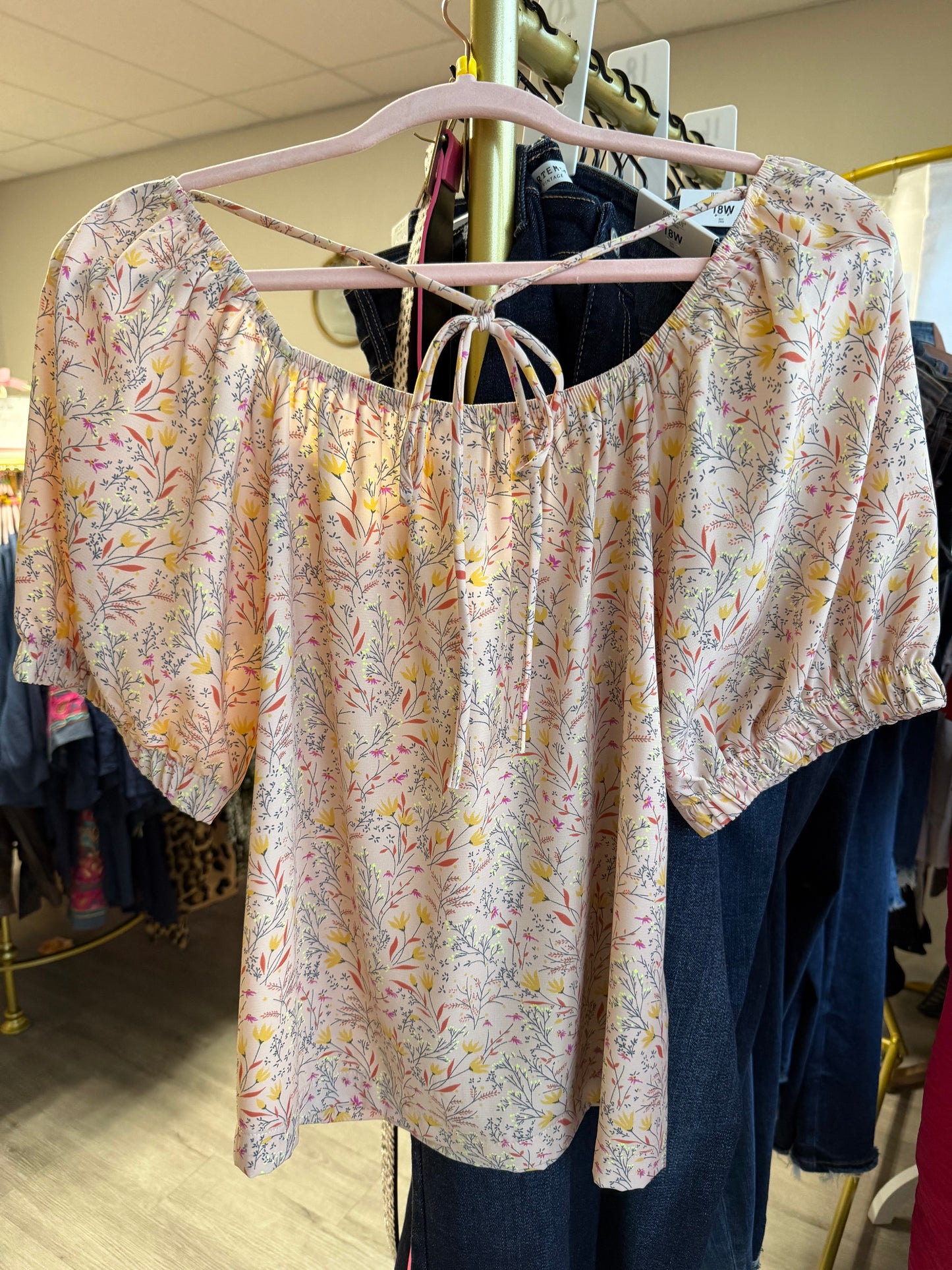 Peach Floral Top