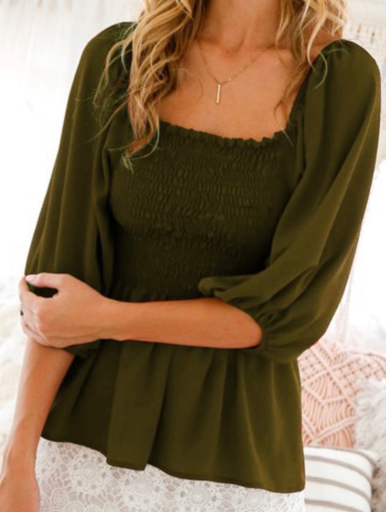 Fall Dark Olive Blouse