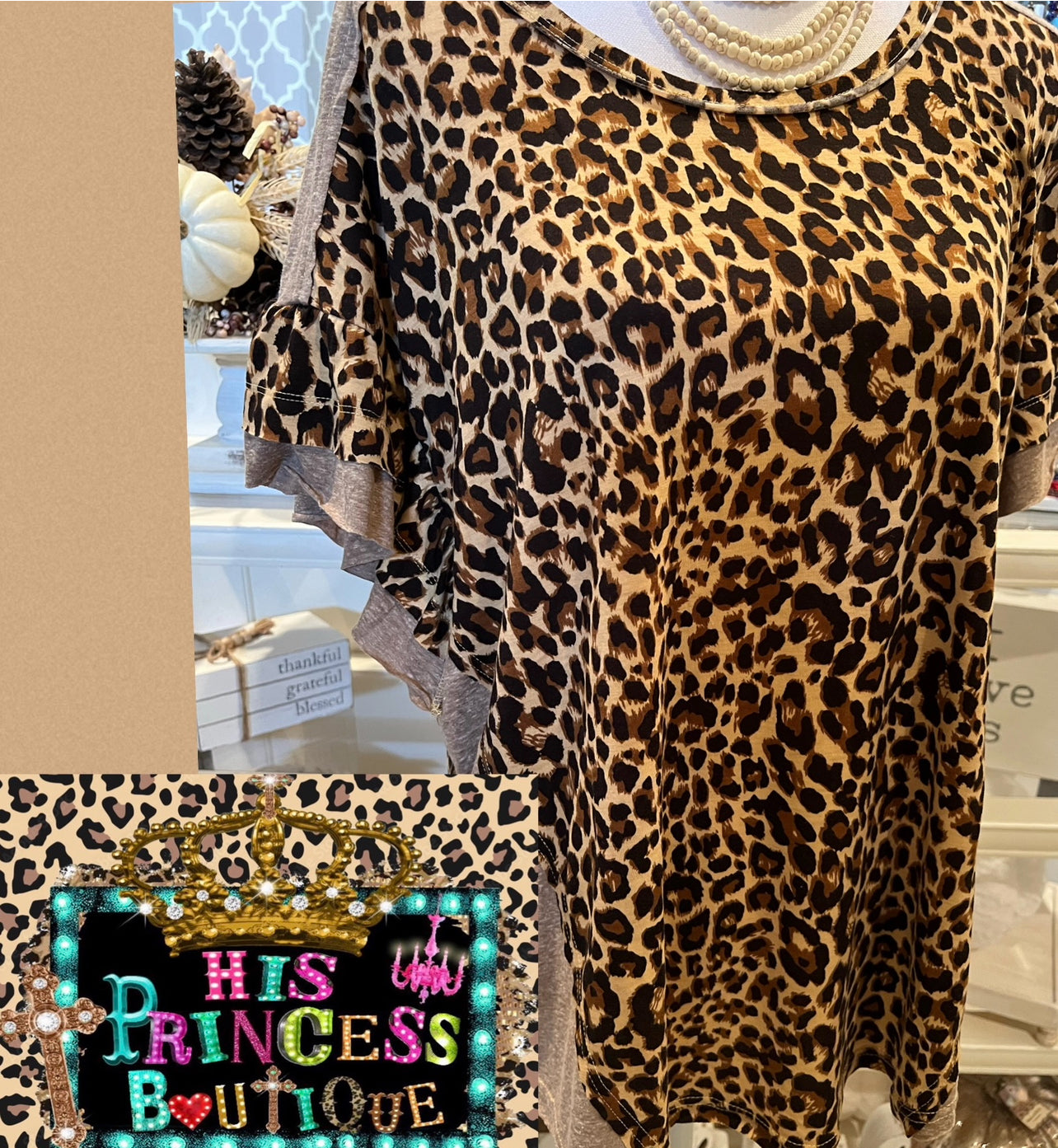 Leopard print and beige blouse