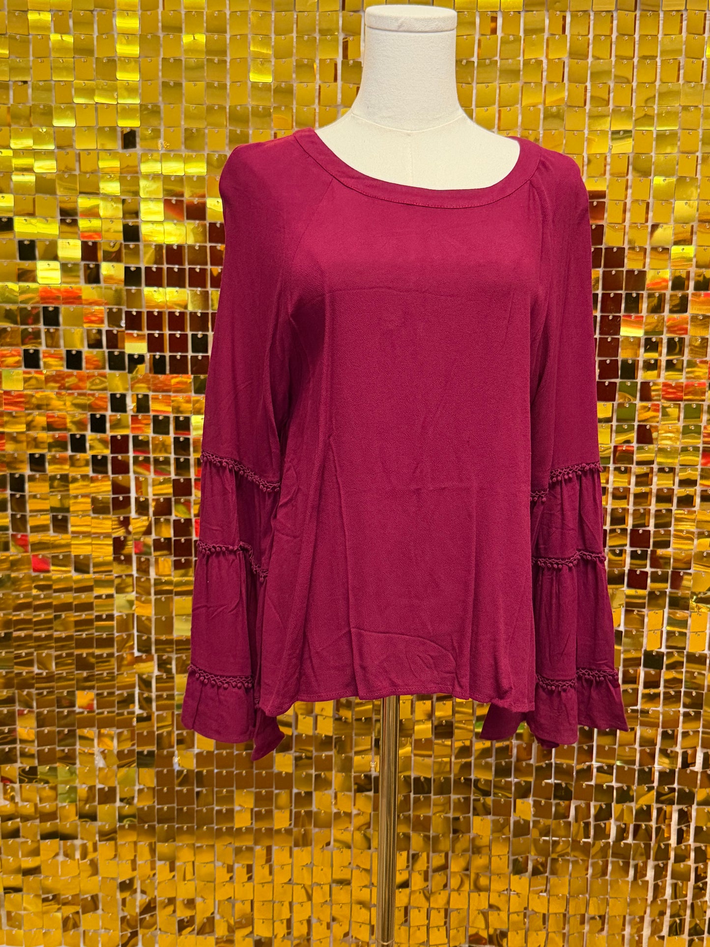 Burgundy long sleeve blouse