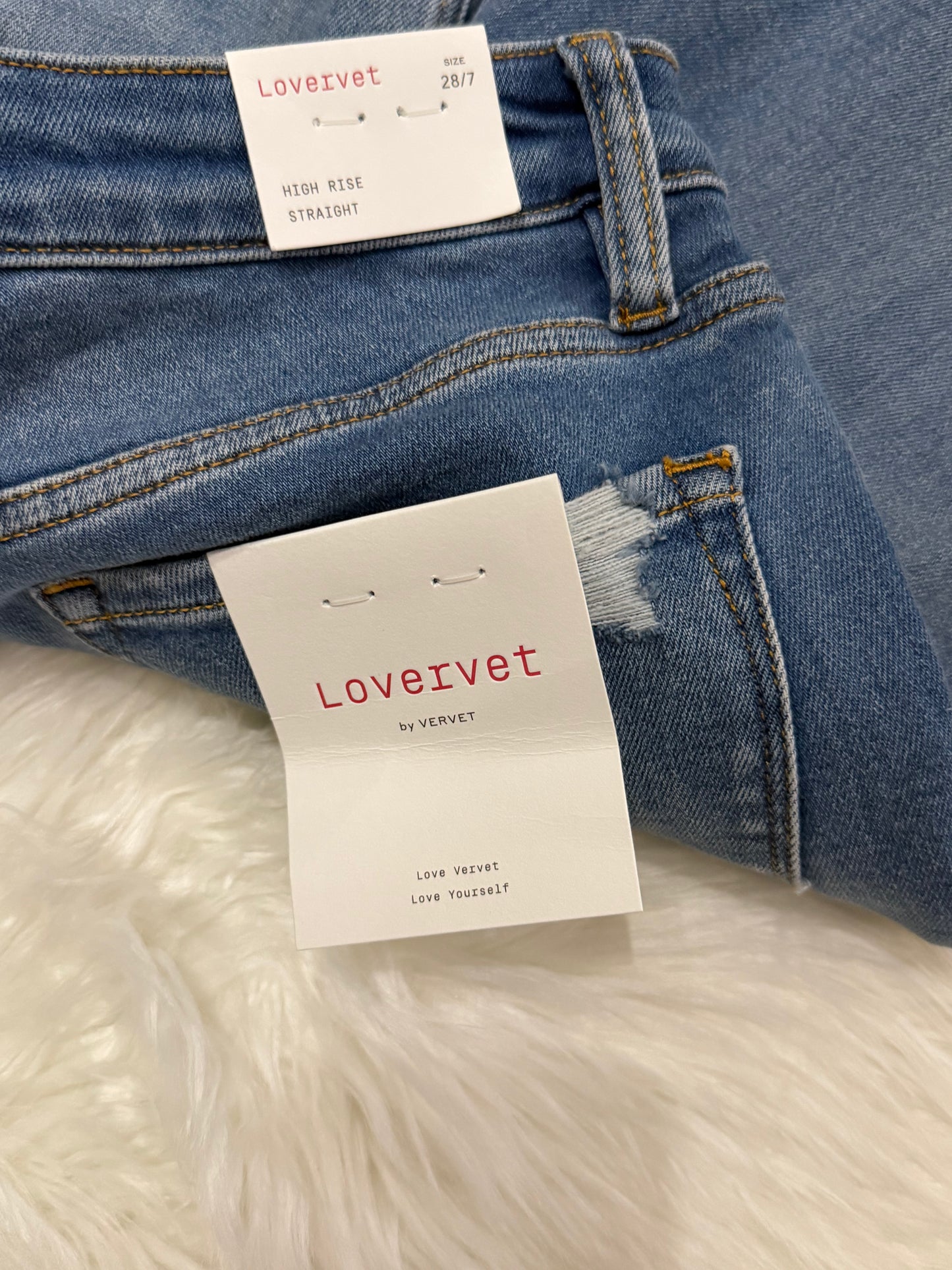 Lovervet High Rise Straight Distressed Jeans Size 7