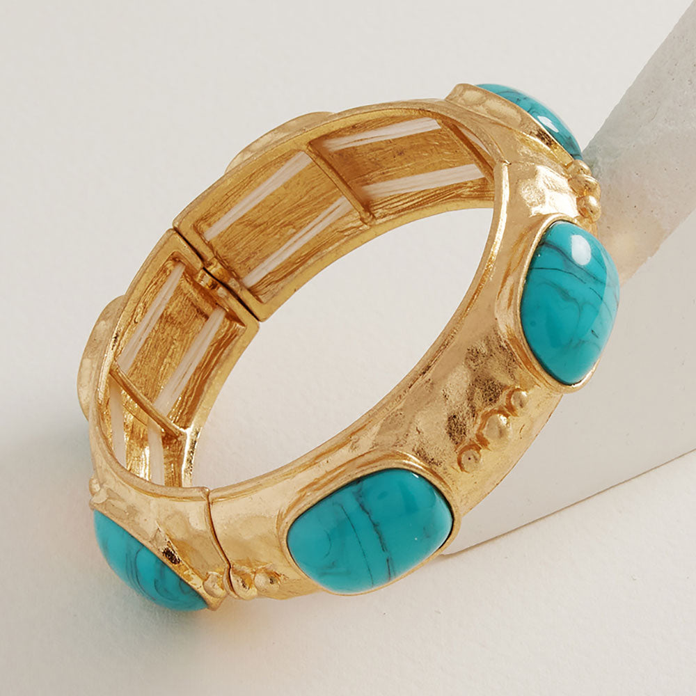 Faux Turquoise and gold stretch bracelet