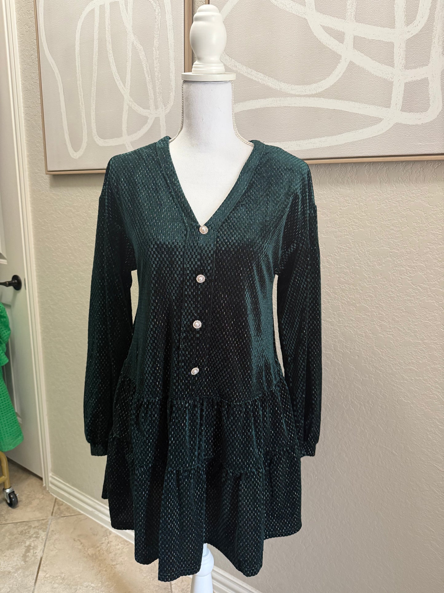 Green Velvet Sparkly Dress