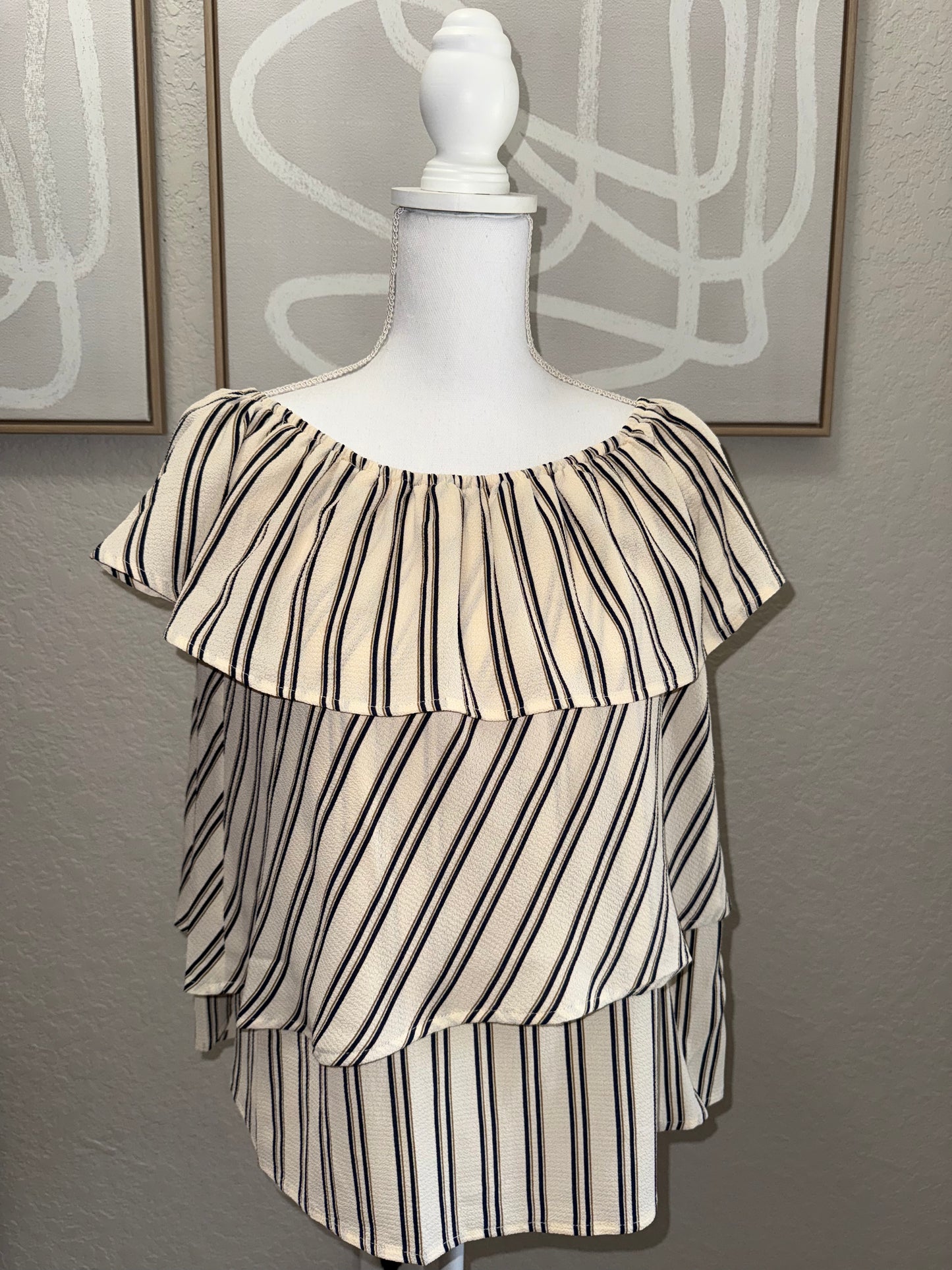 Striped Blouse with bow tie in back