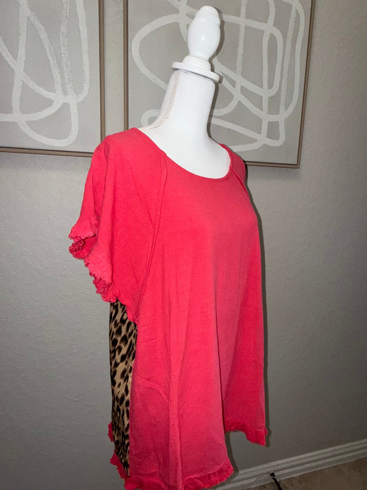 Hot Pink Leopard Back Umgee Blouse