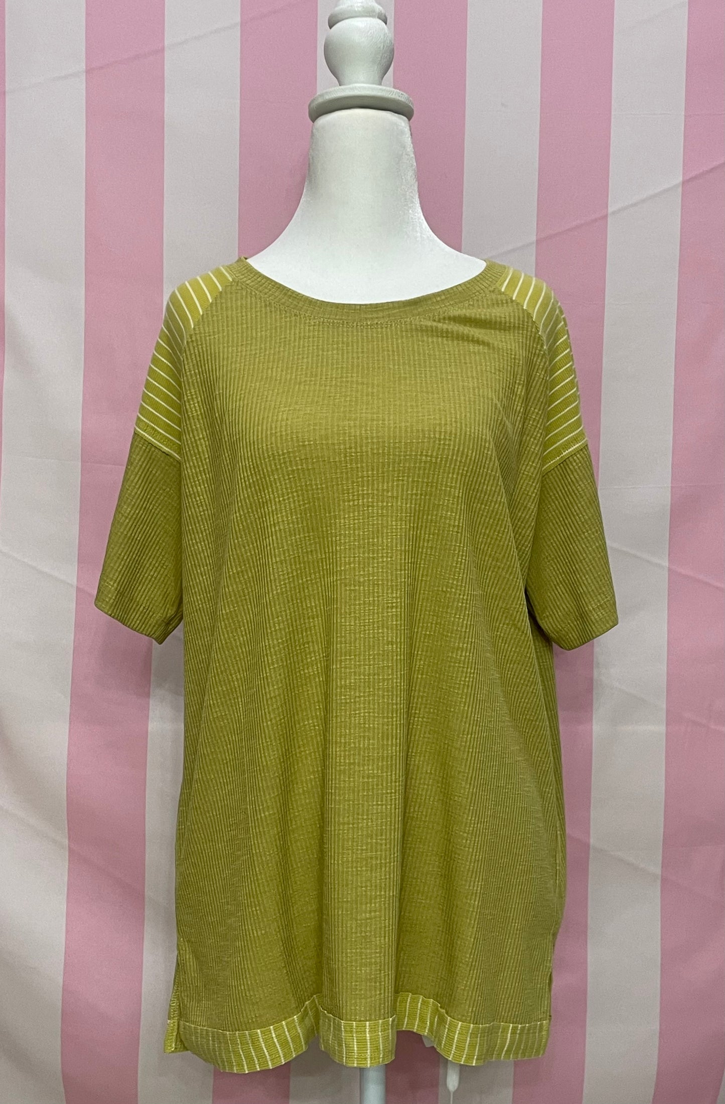 Dark yellow shirt with stripe details