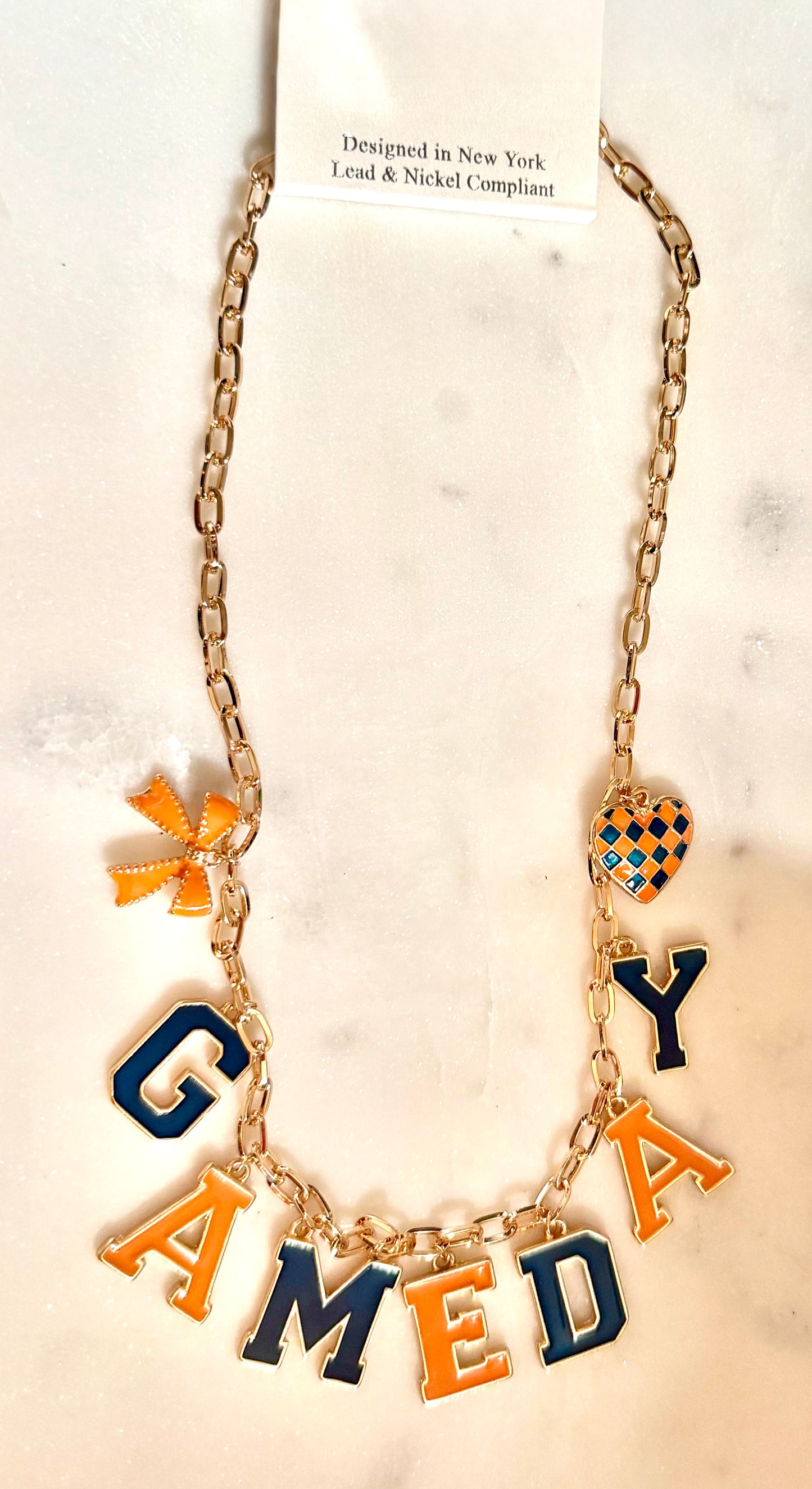 Orange & Blue Game Day Necklace