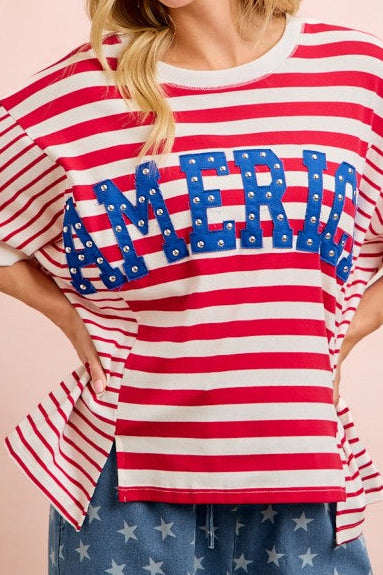 America Red White and Blue Top 4th of July. July 4th