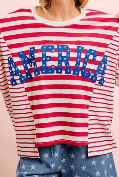 America Red White and Blue Top 4th of July. July 4th