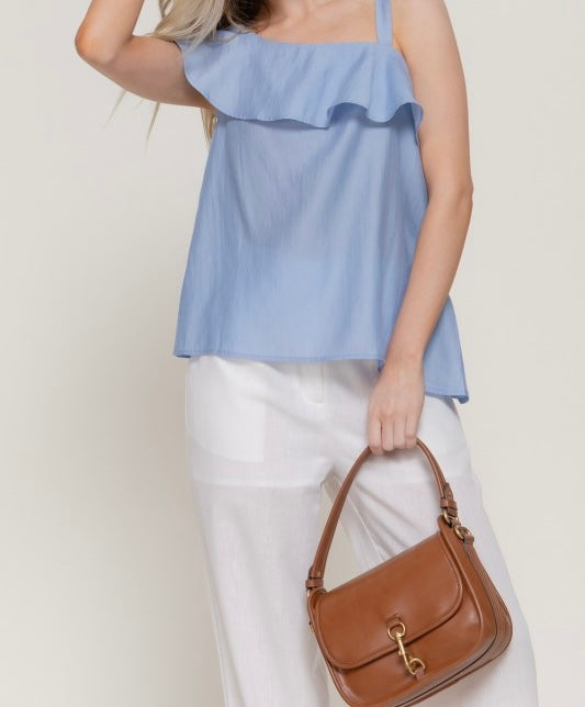Sky Blue Asymmetrical Top