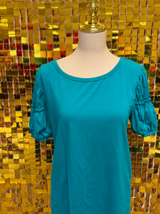 Teal puff sleeve blouse