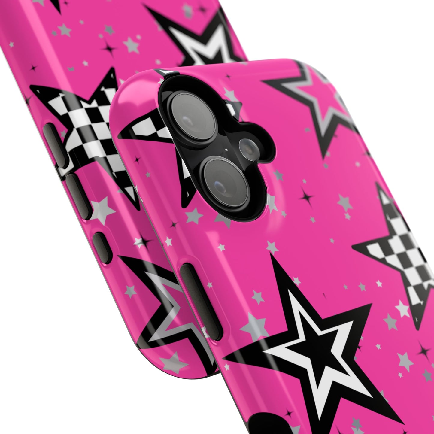 Starry Pink Impact-Resistant Case, Bold Phone Cover, Trendy Tech Accessory, Star, Gifts for Occasions, Phone Case, Iphone