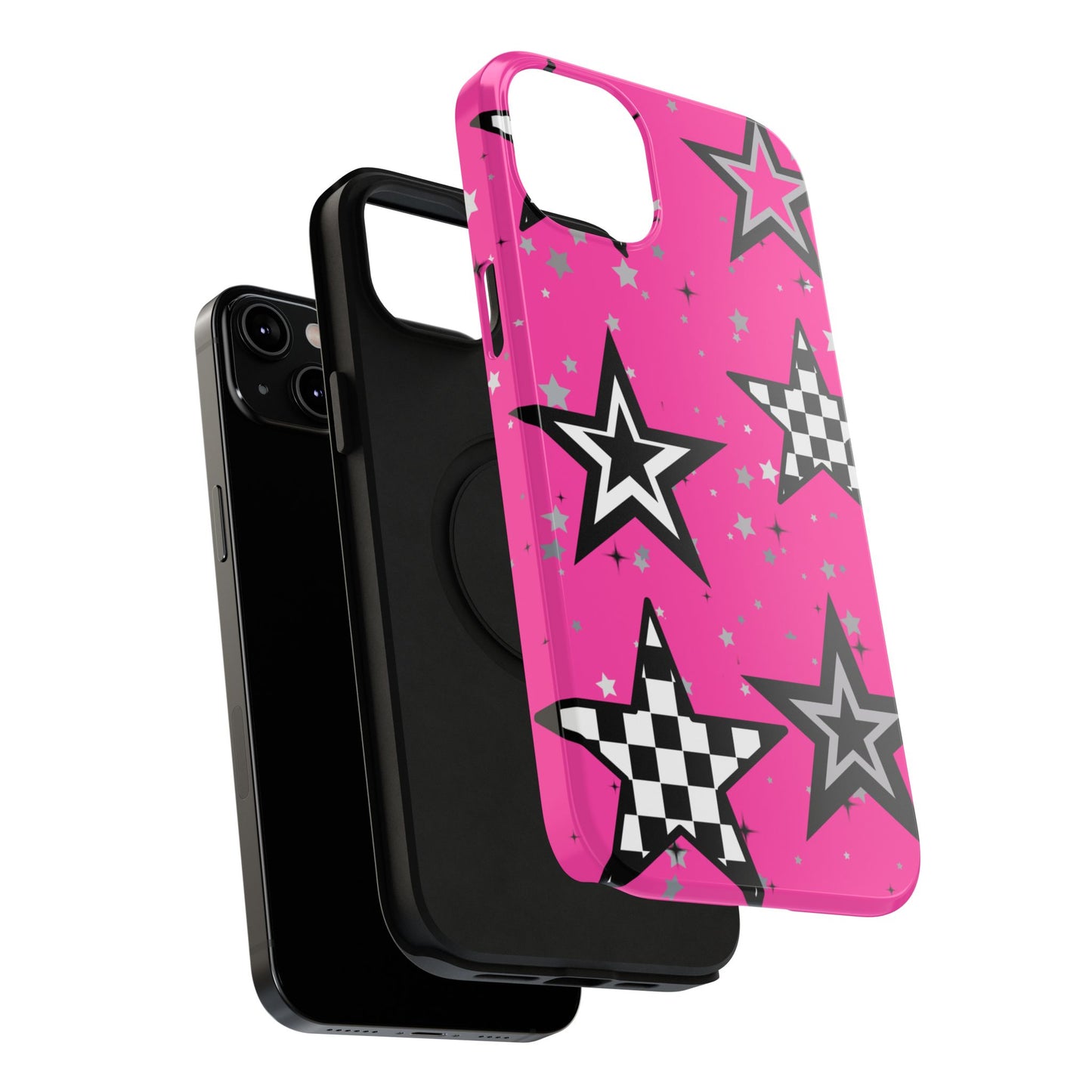 Starry Pink Impact-Resistant Case, Bold Phone Cover, Trendy Tech Accessory, Star, Gifts for Occasions, Phone Case, Iphone