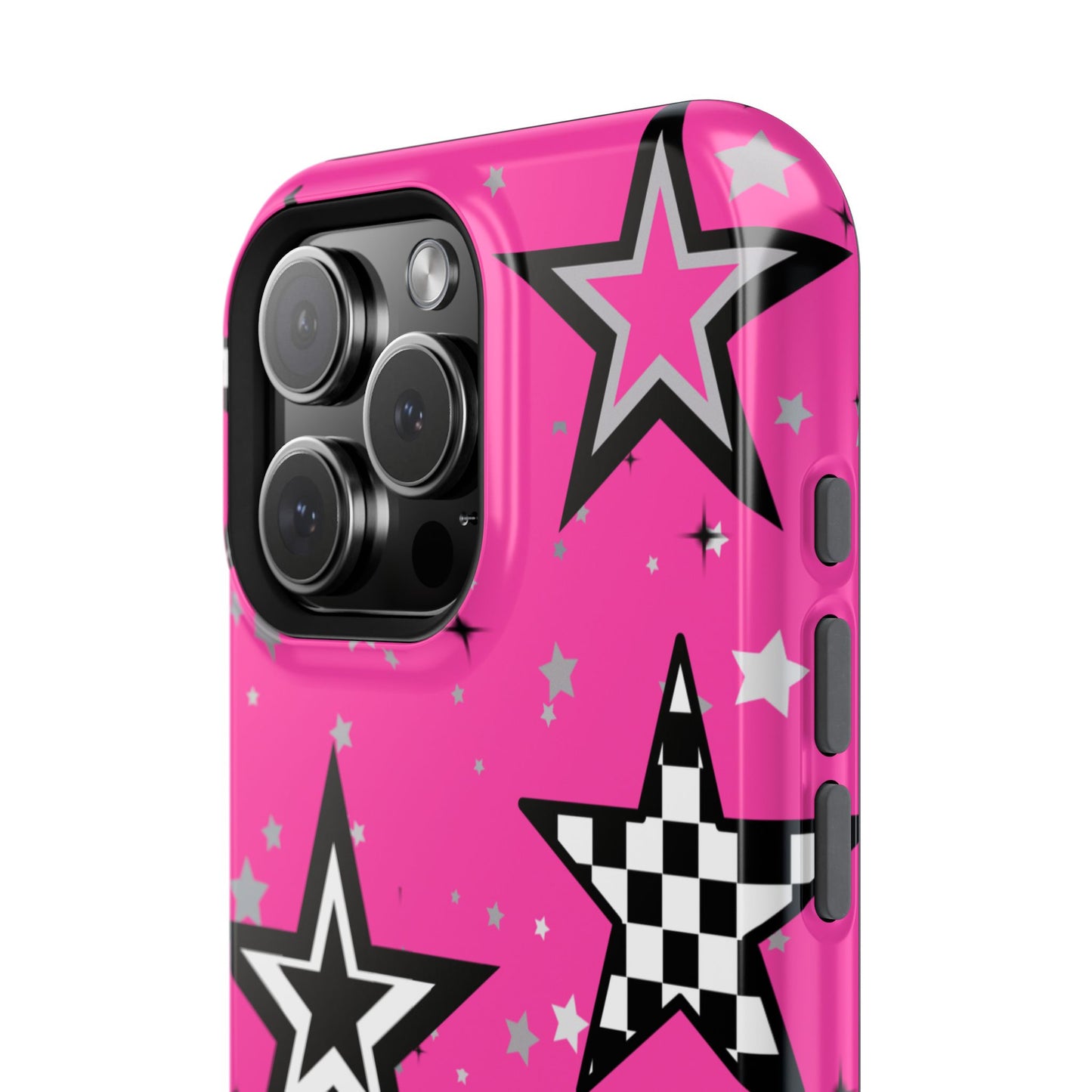 Starry Pink Impact-Resistant Case, Bold Phone Cover, Trendy Tech Accessory, Star, Gifts for Occasions, Phone Case, Iphone