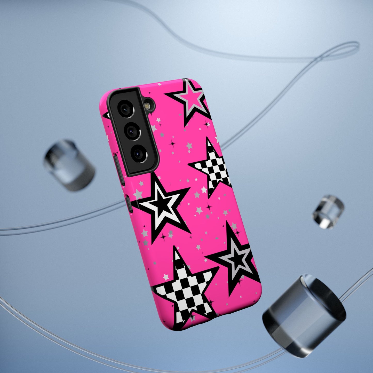 Starry Pink Impact-Resistant Case, Bold Phone Cover, Trendy Tech Accessory, Star, Gifts for Occasions, Phone Case, Iphone
