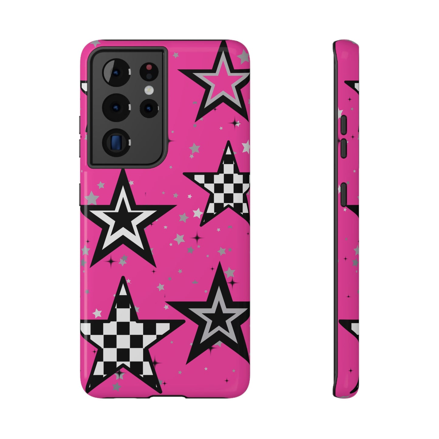 Starry Pink Impact-Resistant Case, Bold Phone Cover, Trendy Tech Accessory, Star, Gifts for Occasions, Phone Case, Iphone