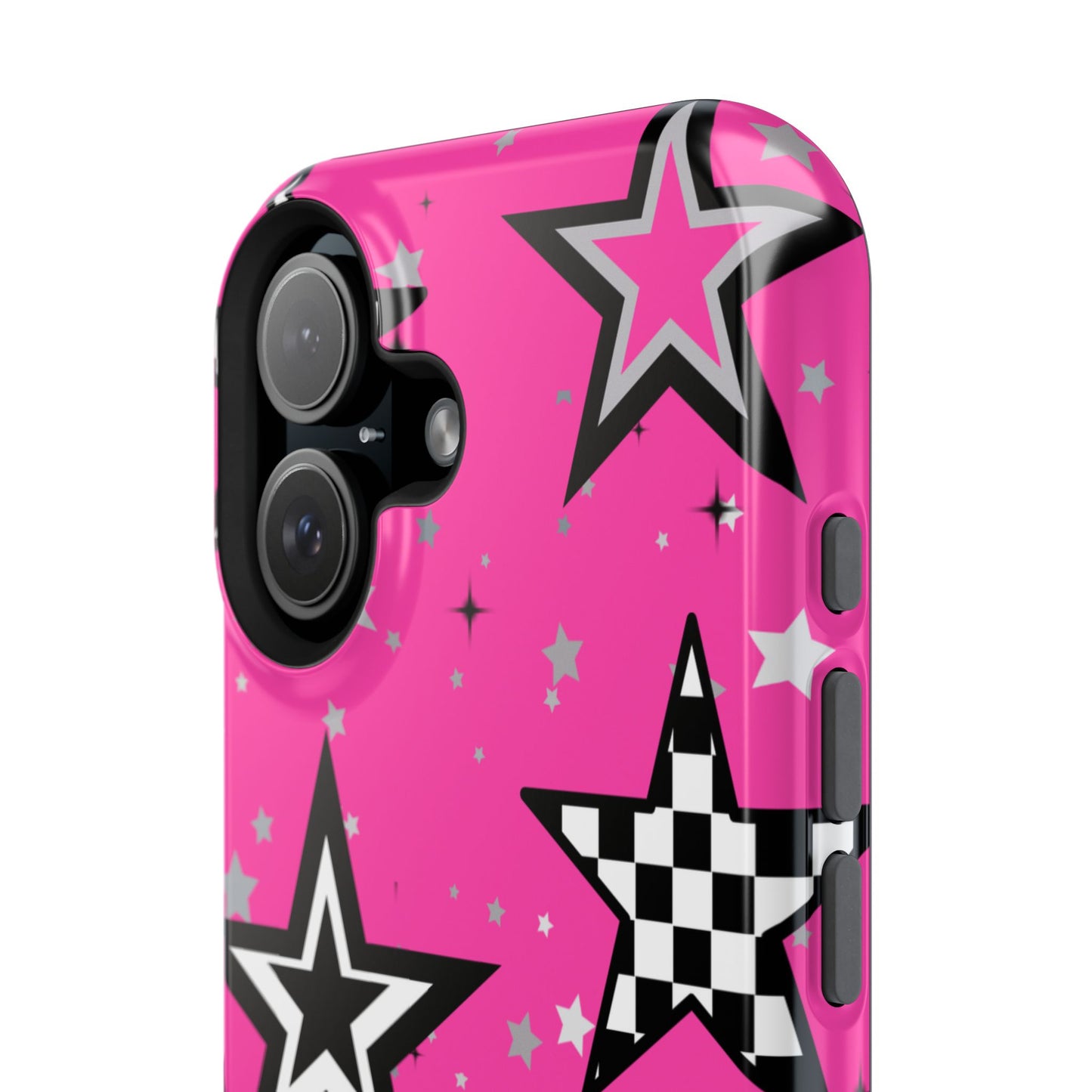 Starry Pink Impact-Resistant Case, Bold Phone Cover, Trendy Tech Accessory, Star, Gifts for Occasions, Phone Case, Iphone
