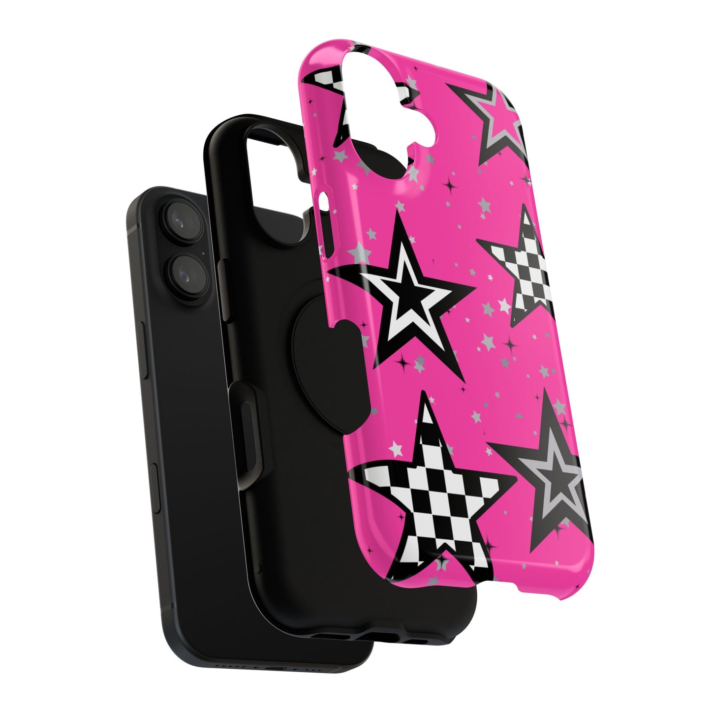 Starry Pink Impact-Resistant Case, Bold Phone Cover, Trendy Tech Accessory, Star, Gifts for Occasions, Phone Case, Iphone
