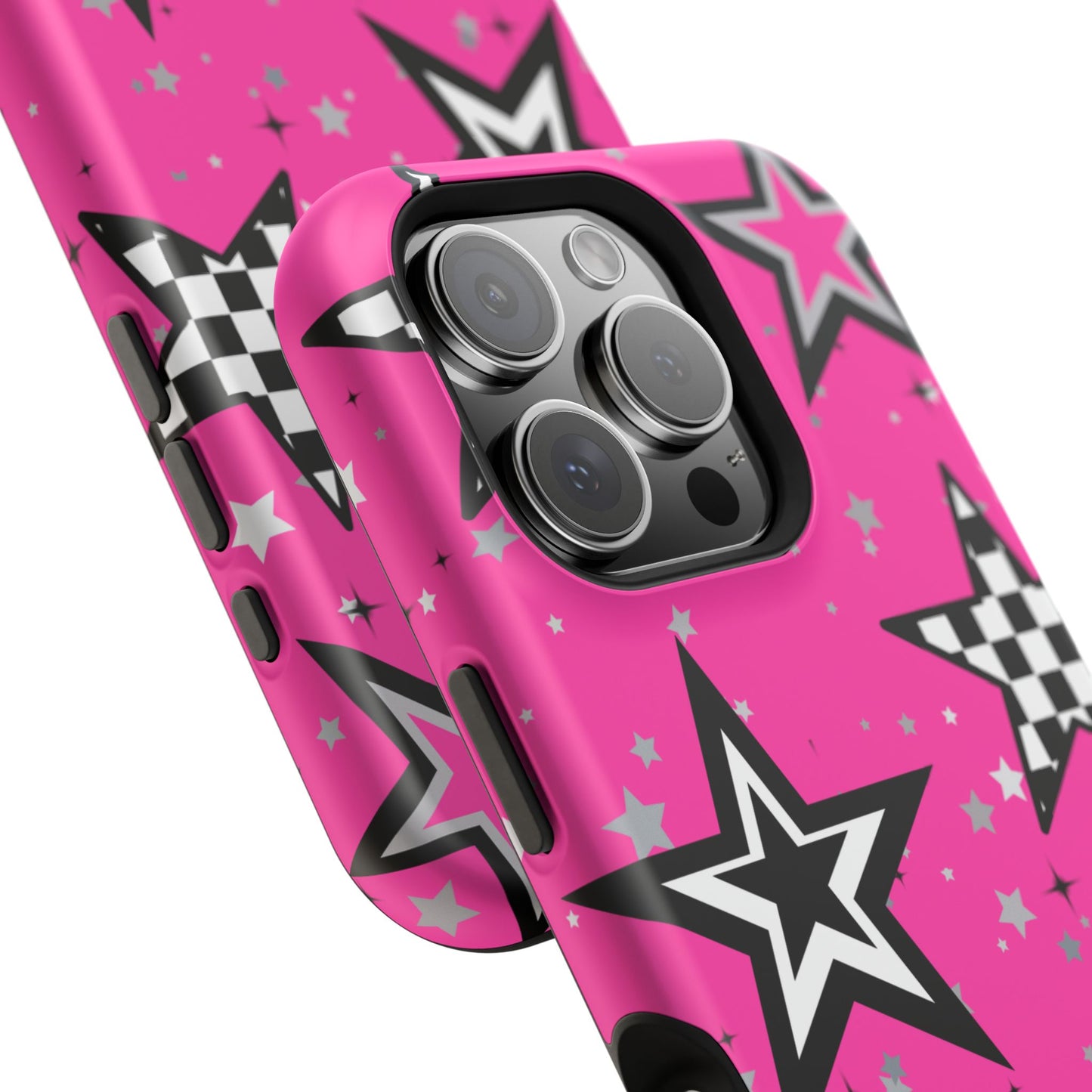 Starry Pink Impact-Resistant Case, Bold Phone Cover, Trendy Tech Accessory, Star, Gifts for Occasions, Phone Case, Iphone