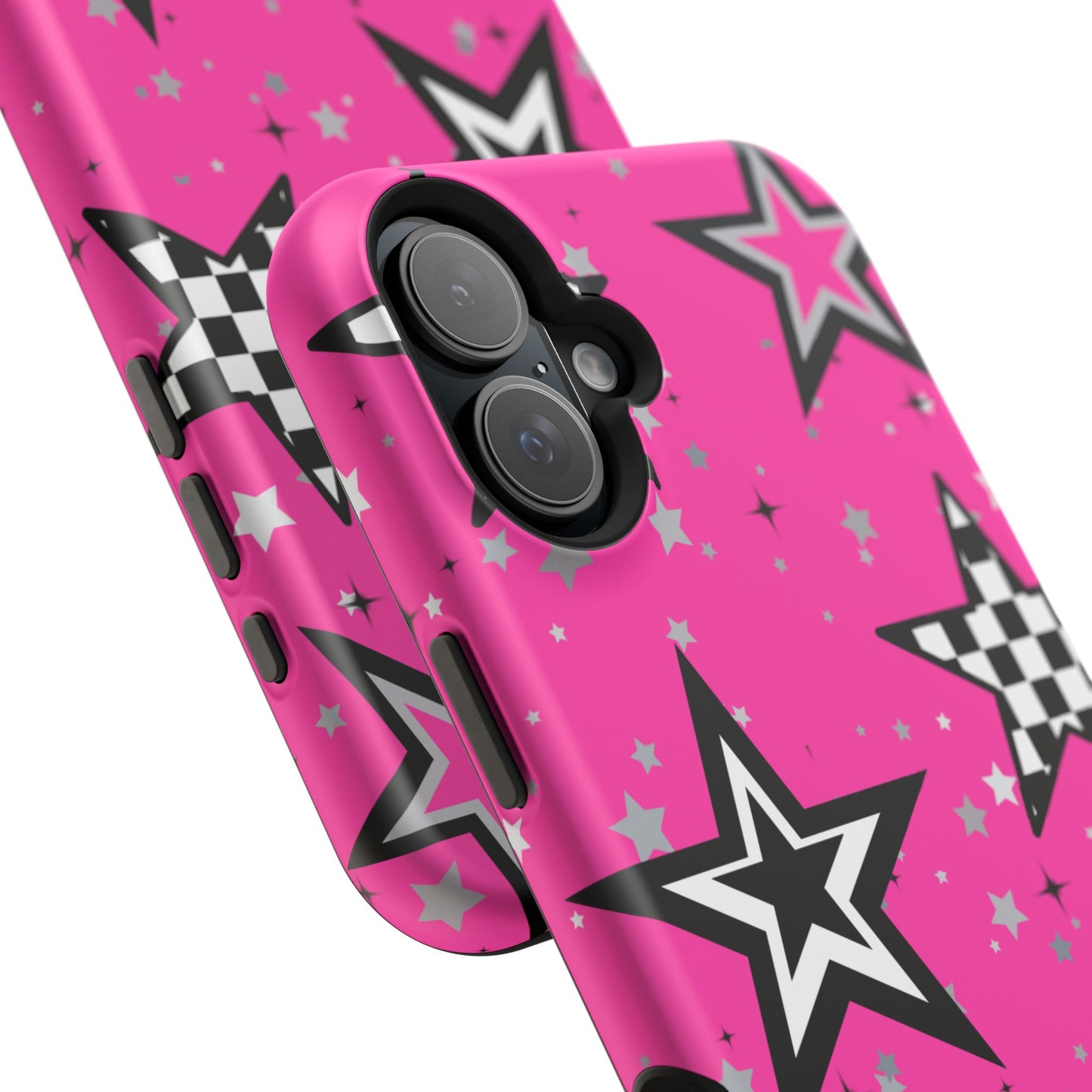 Starry Pink Impact-Resistant Case, Bold Phone Cover, Trendy Tech Accessory, Star, Gifts for Occasions, Phone Case, Iphone