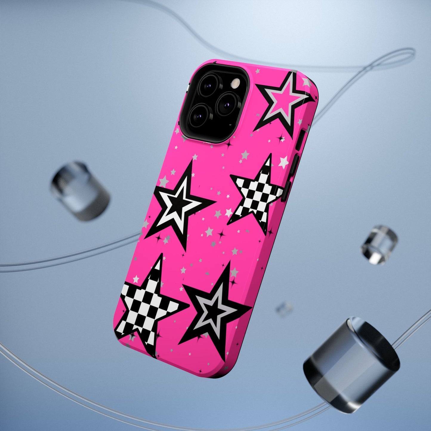 Starry Pink Impact-Resistant Case, Bold Phone Cover, Trendy Tech Accessory, Star, Gifts for Occasions, Phone Case, Iphone