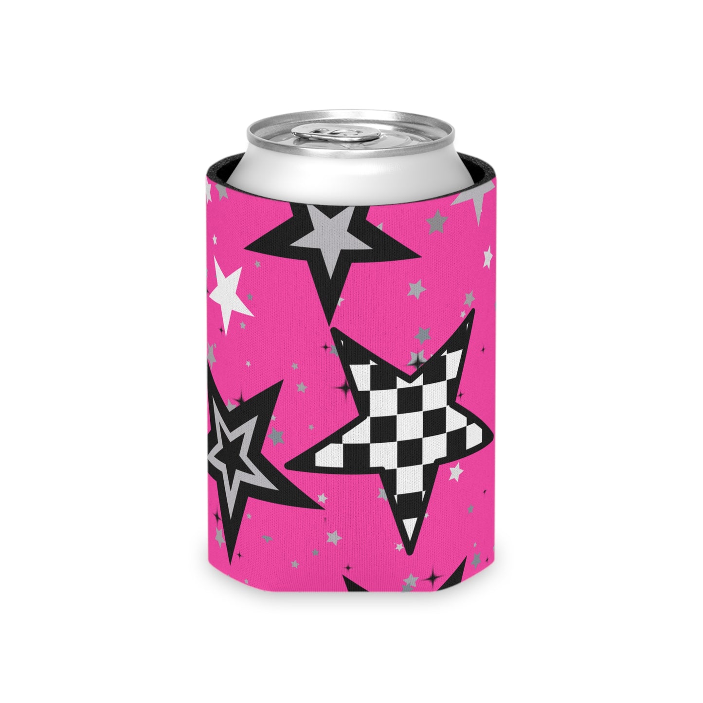 Starry Pink Can Cooler, Fun Drink Sleeve, Party Favor, Festival Accessory, Gift for Her, Summer BBQ, Star