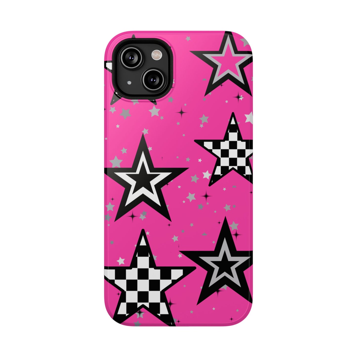 Starry Pink Impact-Resistant Case, Bold Phone Cover, Trendy Tech Accessory, Star, Gifts for Occasions, Phone Case, Iphone