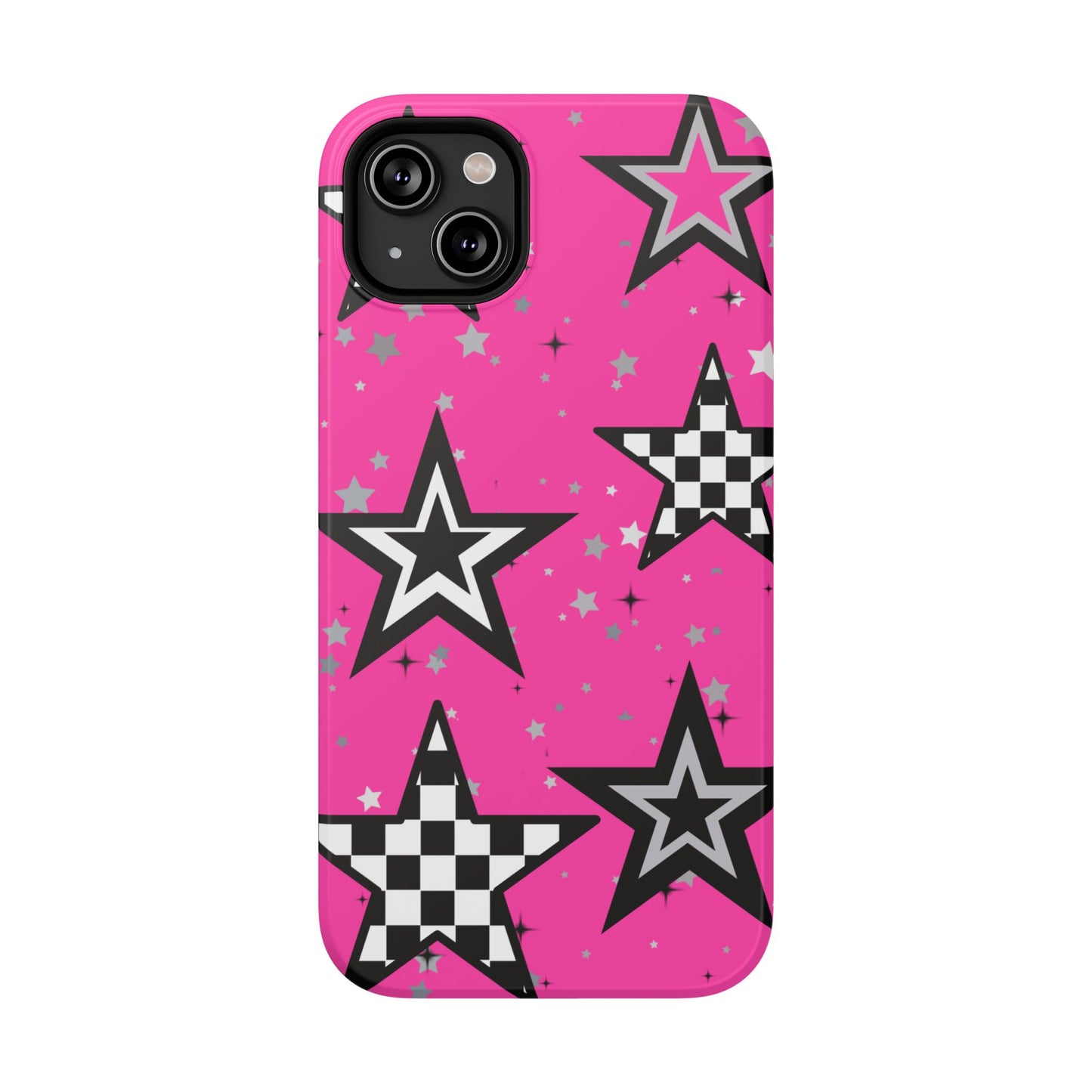 Starry Pink Impact-Resistant Case, Bold Phone Cover, Trendy Tech Accessory, Star, Gifts for Occasions, Phone Case, Iphone