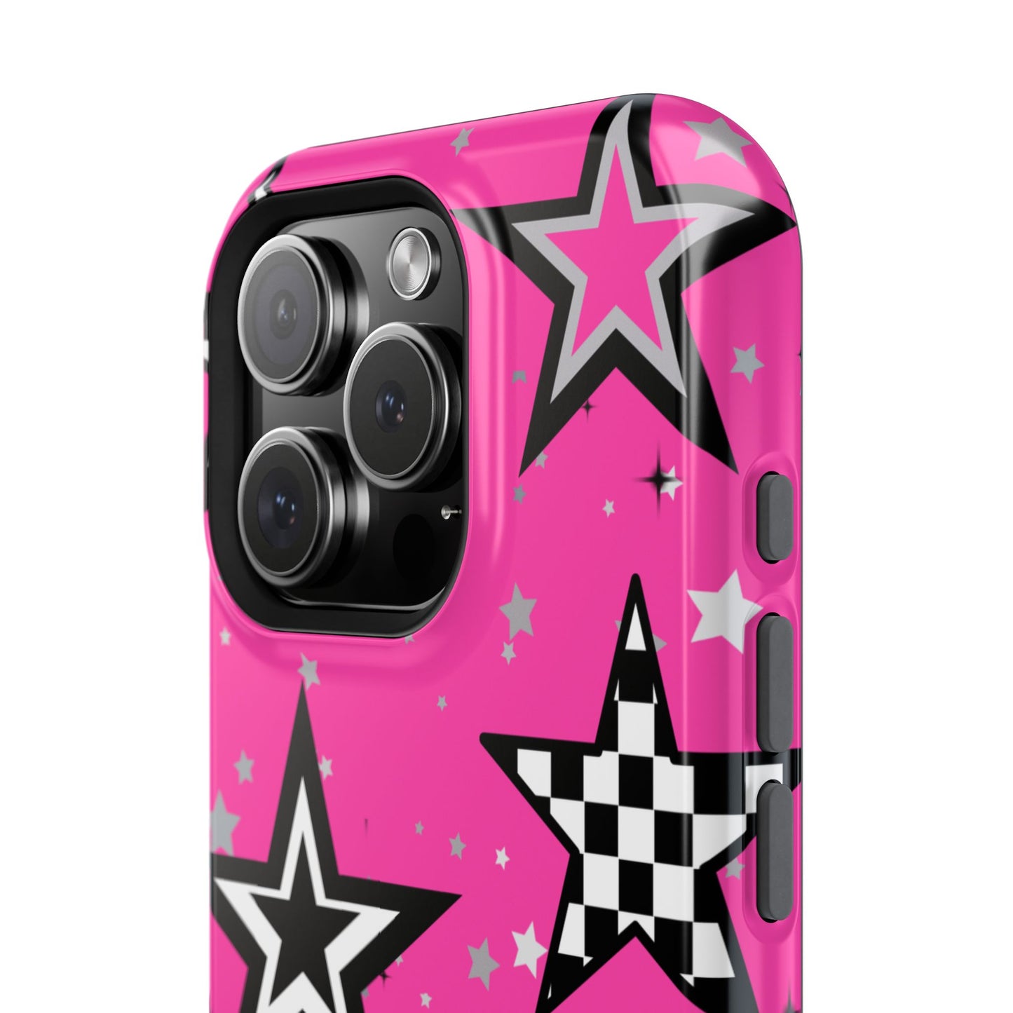 Starry Pink Impact-Resistant Case, Bold Phone Cover, Trendy Tech Accessory, Star, Gifts for Occasions, Phone Case, Iphone