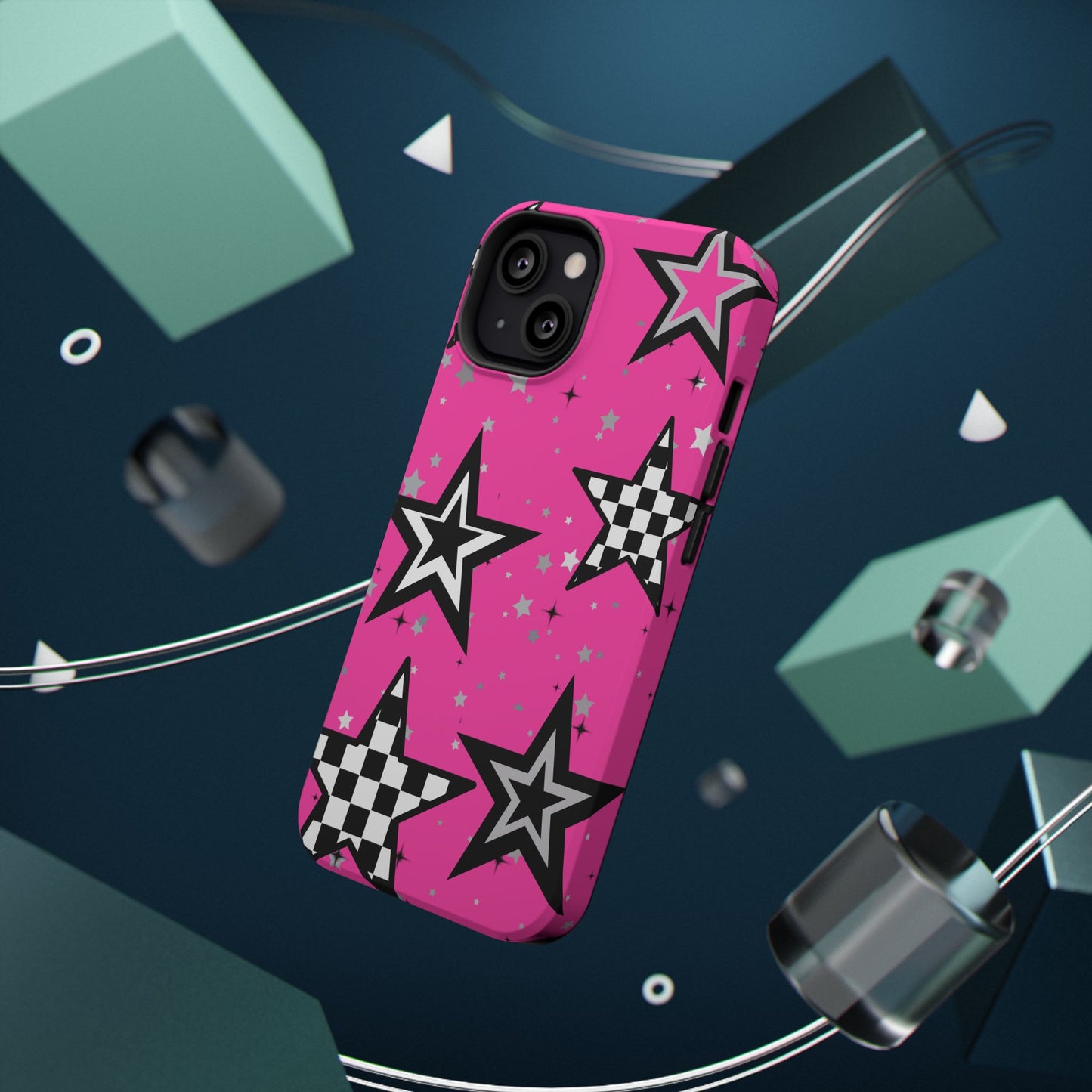 Starry Pink Impact-Resistant Case, Bold Phone Cover, Trendy Tech Accessory, Star, Gifts for Occasions, Phone Case, Iphone