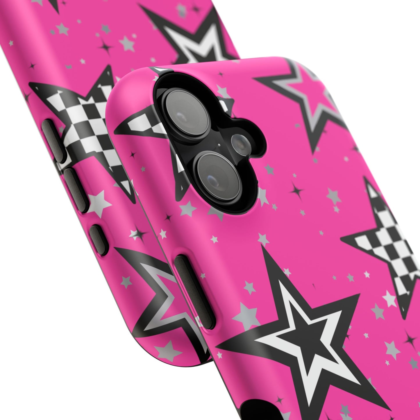 Starry Pink Impact-Resistant Case, Bold Phone Cover, Trendy Tech Accessory, Star, Gifts for Occasions, Phone Case, Iphone