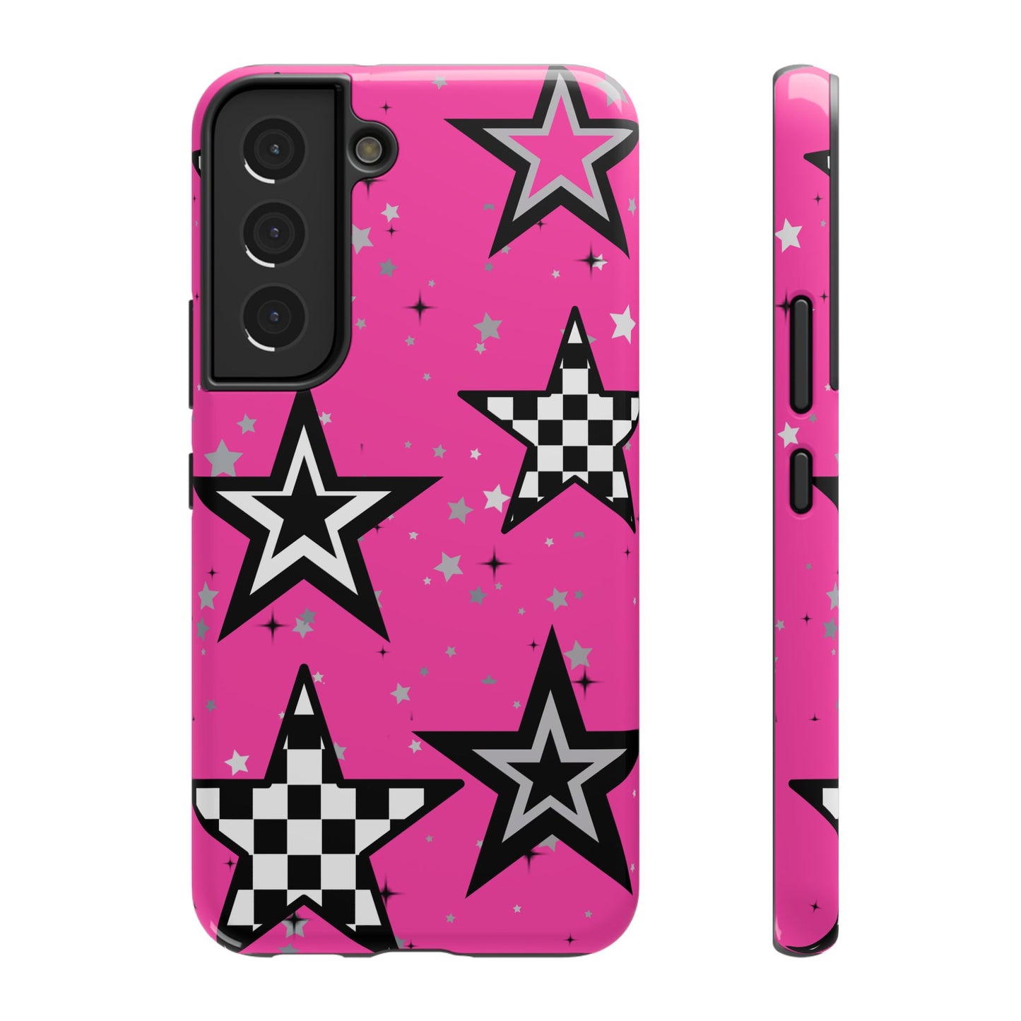 Starry Pink Impact-Resistant Case, Bold Phone Cover, Trendy Tech Accessory, Star, Gifts for Occasions, Phone Case, Iphone