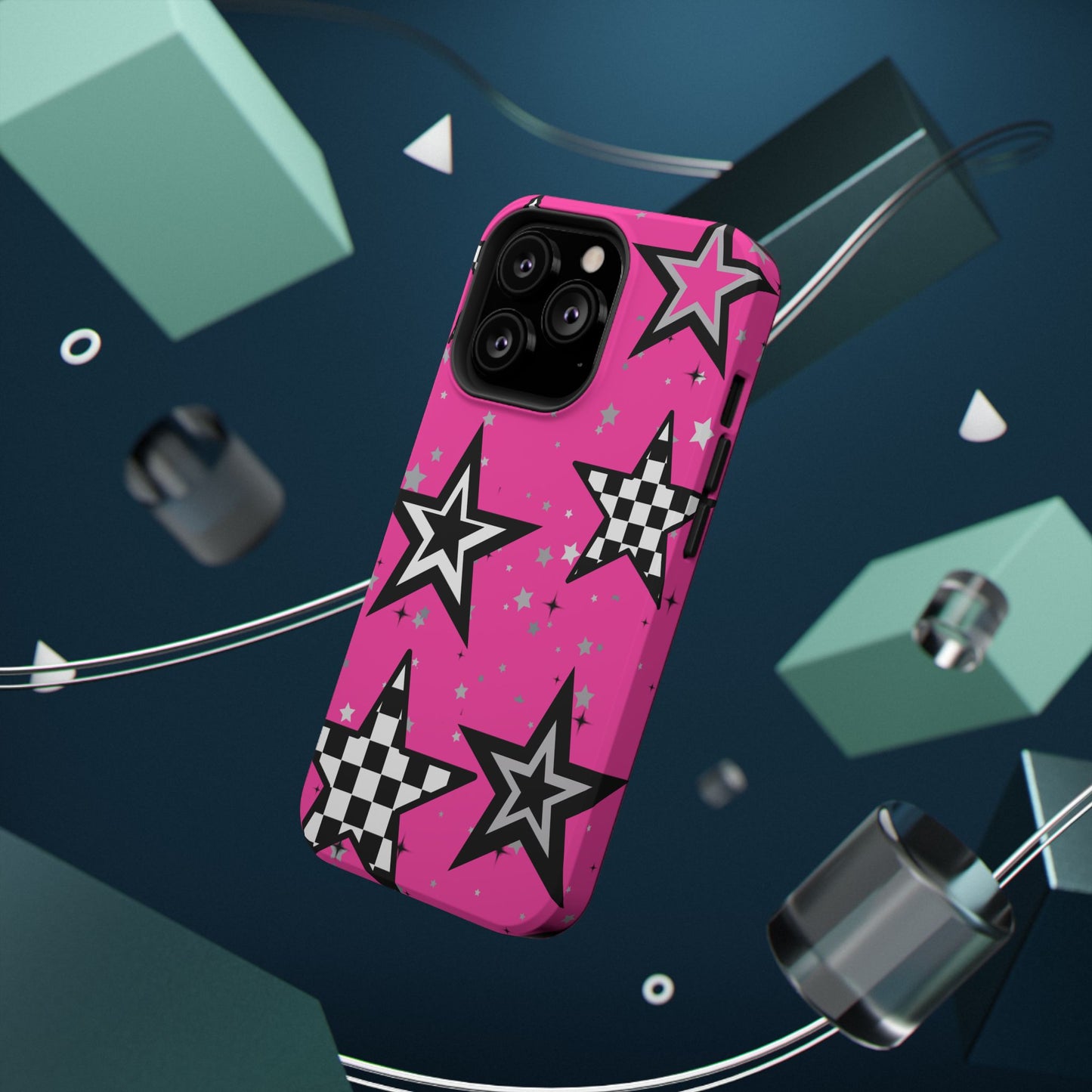 Starry Pink Impact-Resistant Case, Bold Phone Cover, Trendy Tech Accessory, Star, Gifts for Occasions, Phone Case, Iphone