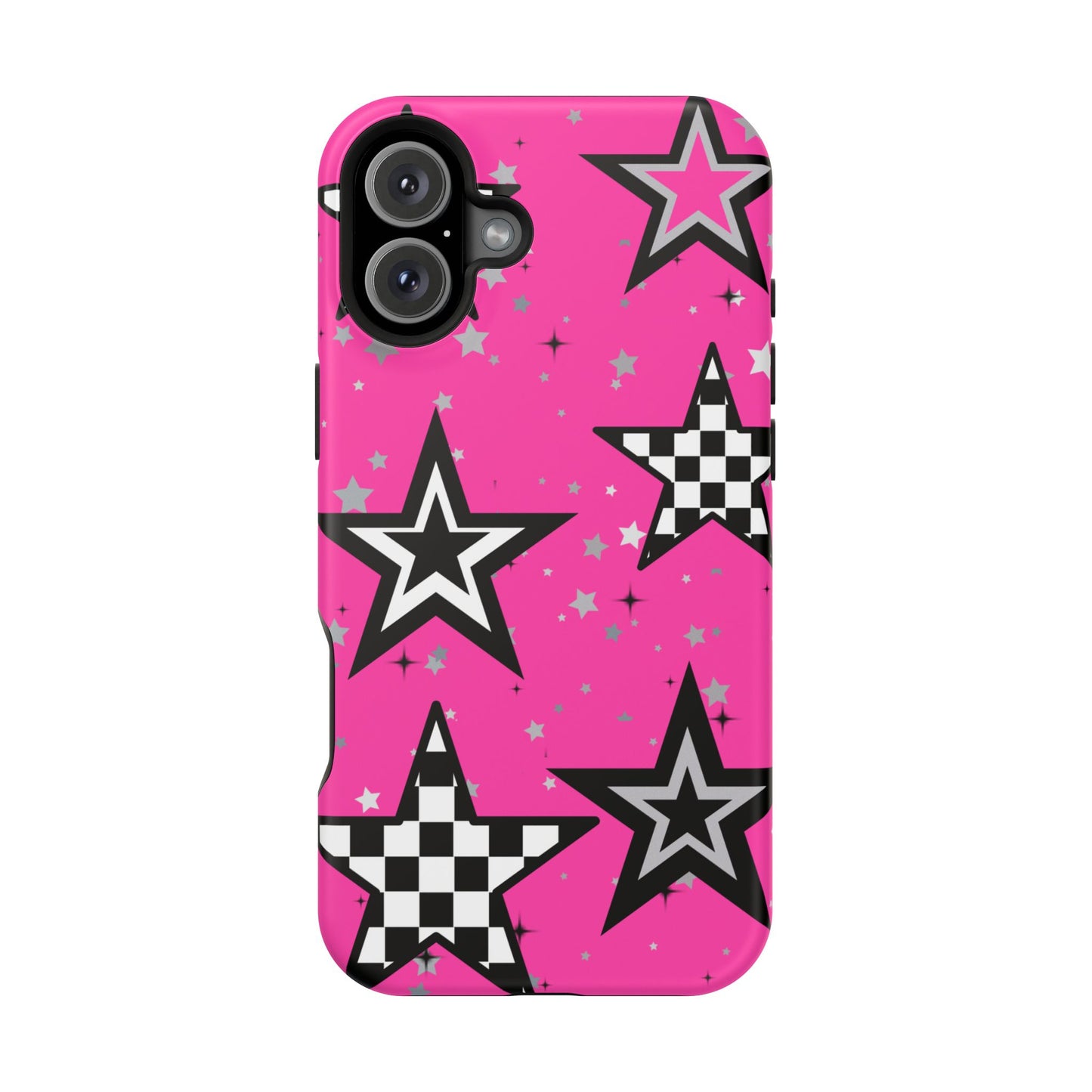 Starry Pink Impact-Resistant Case, Bold Phone Cover, Trendy Tech Accessory, Star, Gifts for Occasions, Phone Case, Iphone
