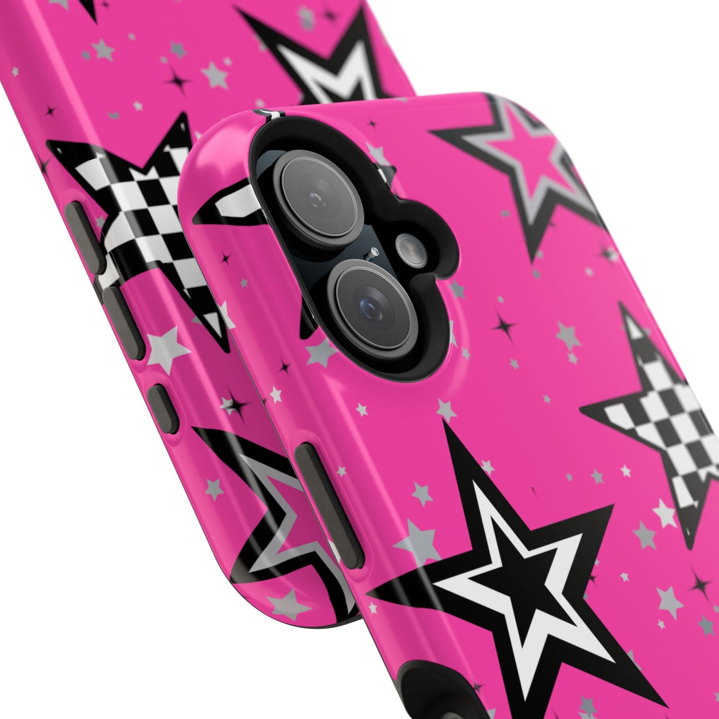 Starry Pink Impact-Resistant Case, Bold Phone Cover, Trendy Tech Accessory, Star, Gifts for Occasions, Phone Case, Iphone