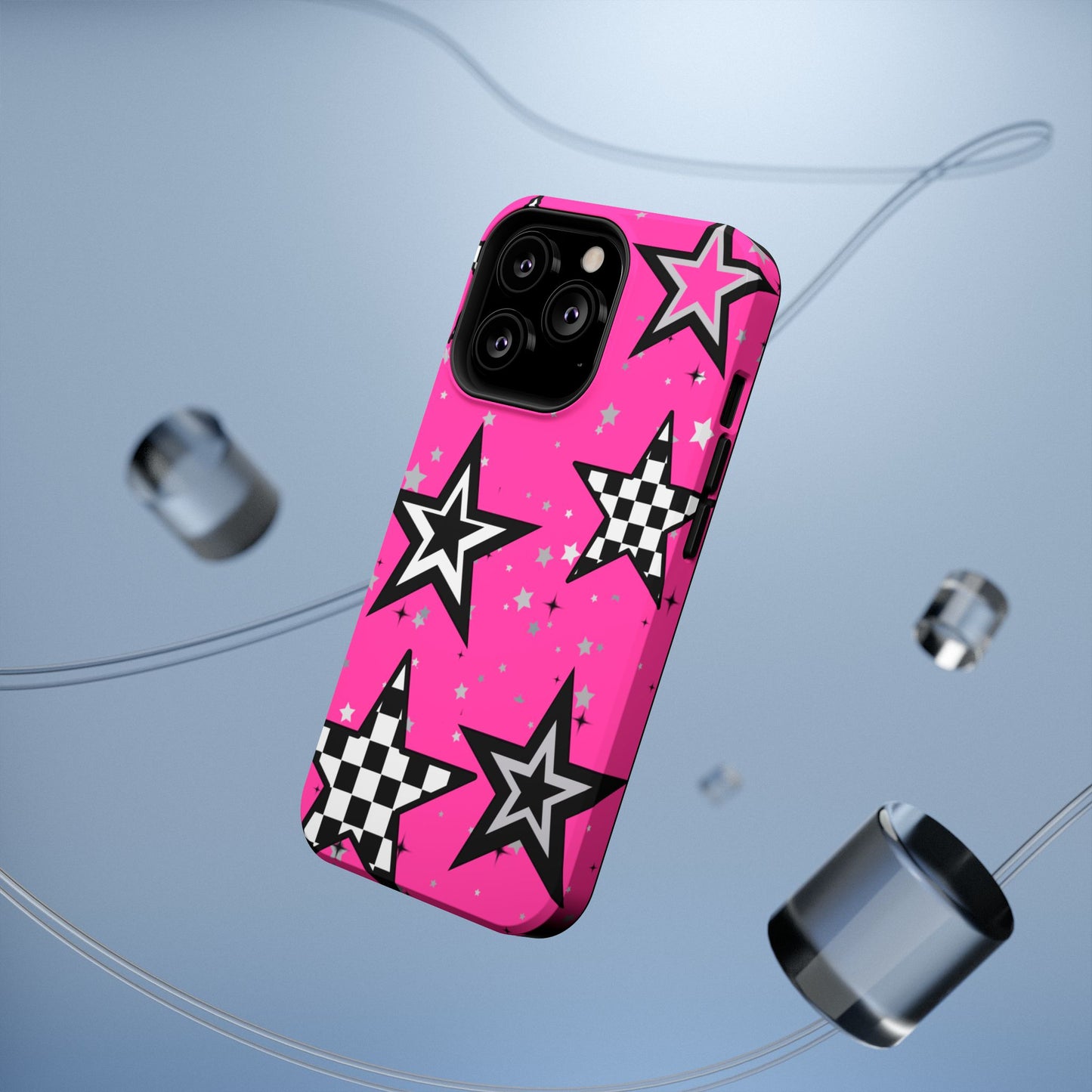 Starry Pink Impact-Resistant Case, Bold Phone Cover, Trendy Tech Accessory, Star, Gifts for Occasions, Phone Case, Iphone