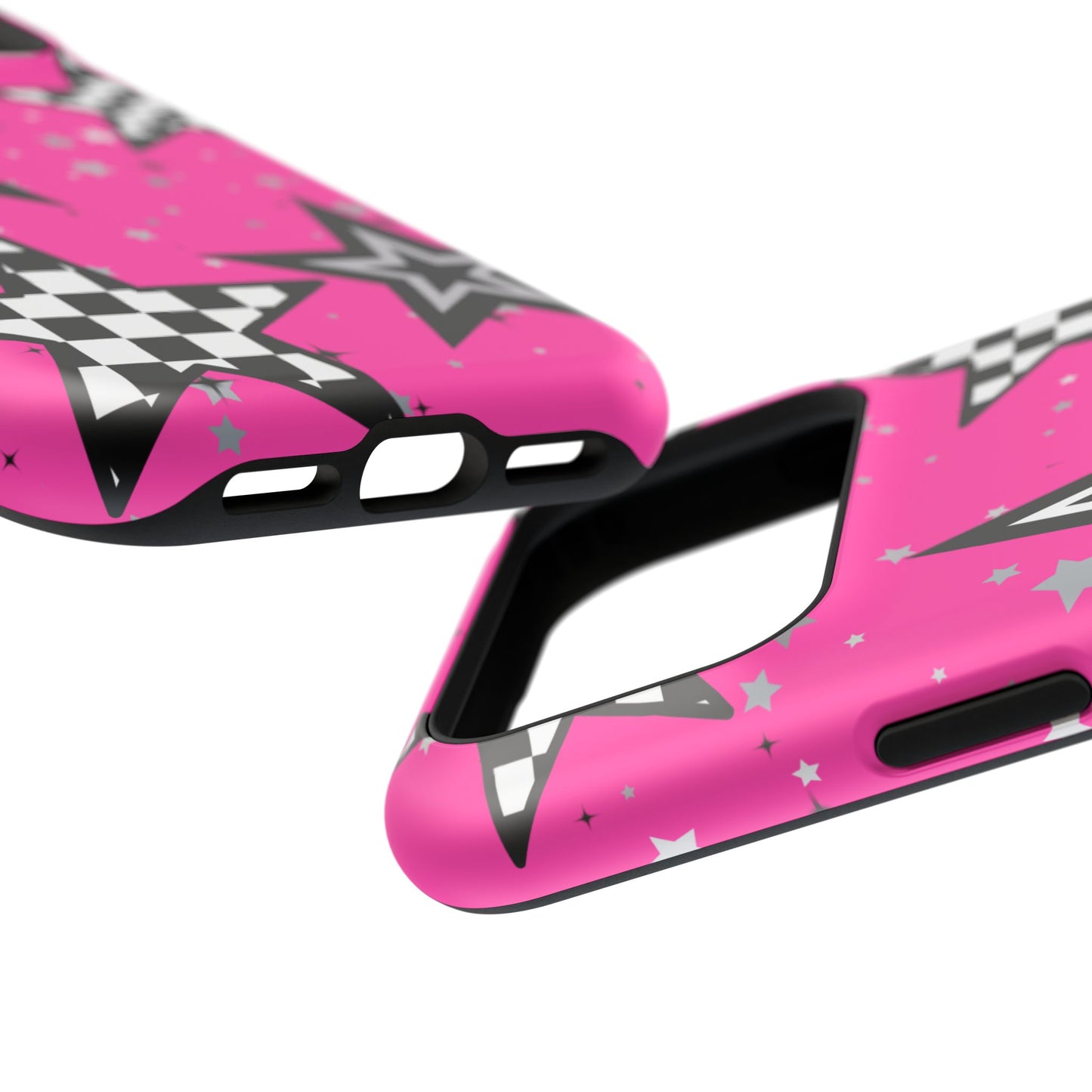 Starry Pink Impact-Resistant Case, Bold Phone Cover, Trendy Tech Accessory, Star, Gifts for Occasions, Phone Case, Iphone