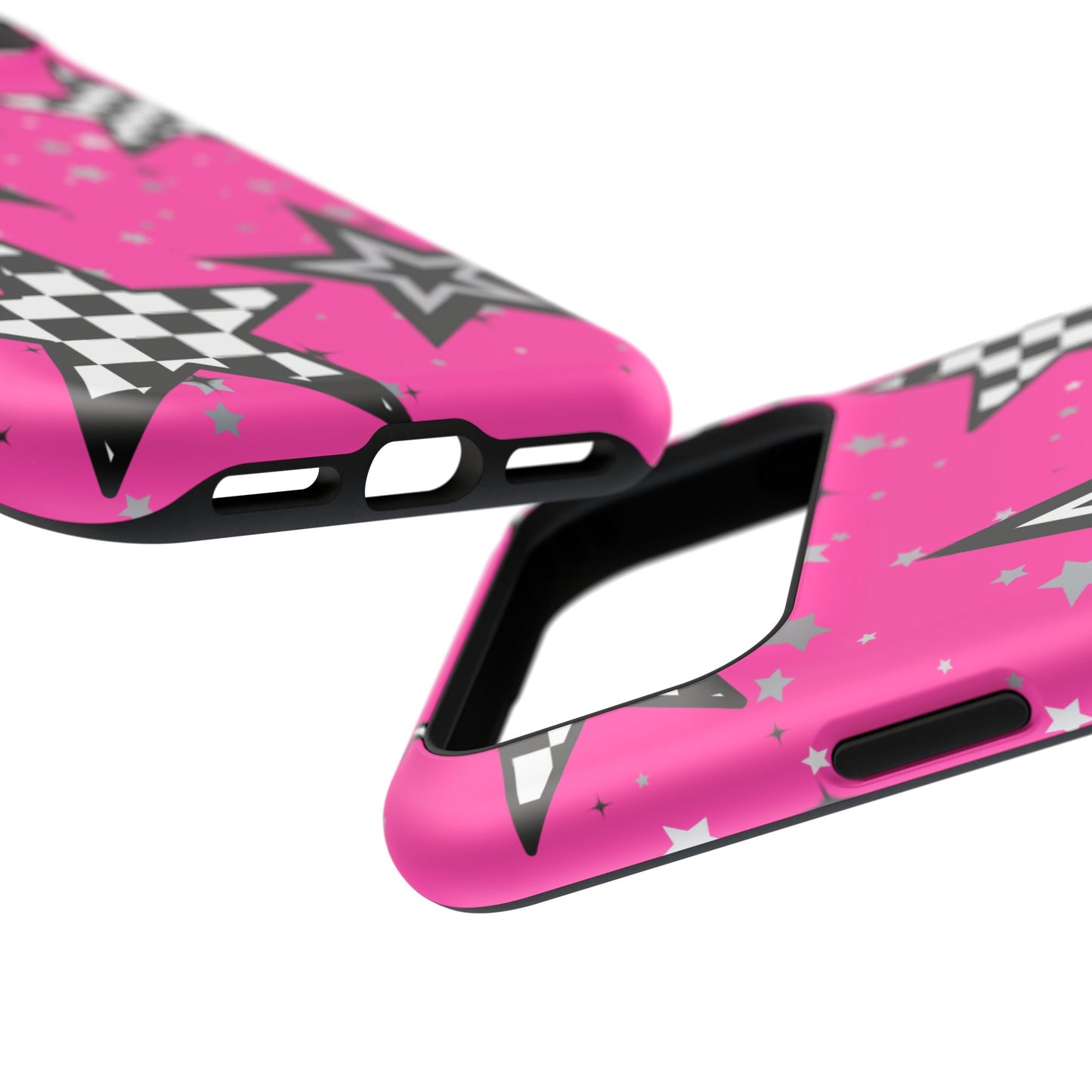 Starry Pink Impact-Resistant Case, Bold Phone Cover, Trendy Tech Accessory, Star, Gifts for Occasions, Phone Case, Iphone