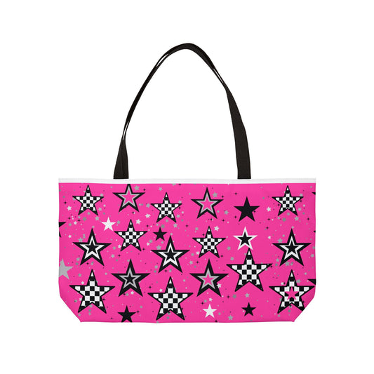 Stylish Starry Pink Weekender Tote Bag - Perfect for Travel, Beach Days, Gym, Gifts, Vacation, School, Dance, and Shopping