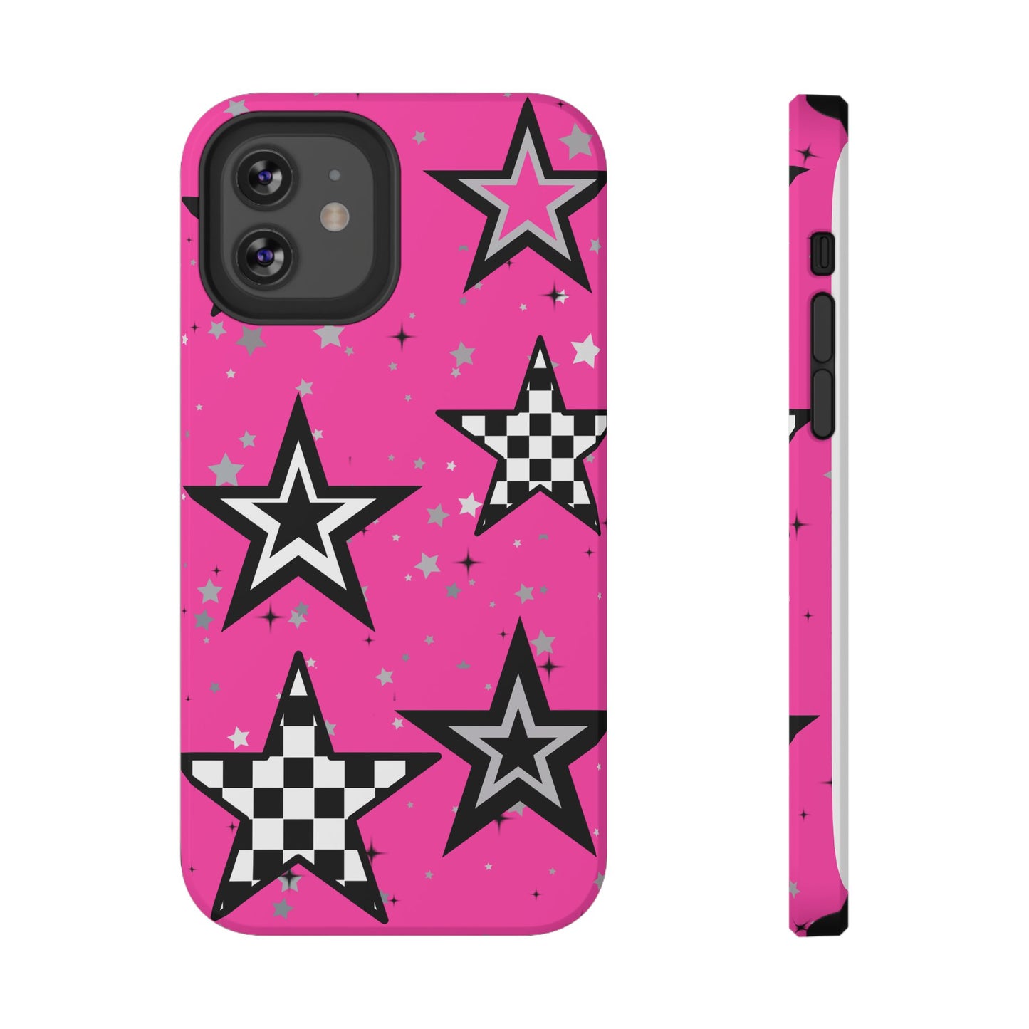 Starry Pink Impact-Resistant Case, Bold Phone Cover, Trendy Tech Accessory, Star, Gifts for Occasions, Phone Case, Iphone