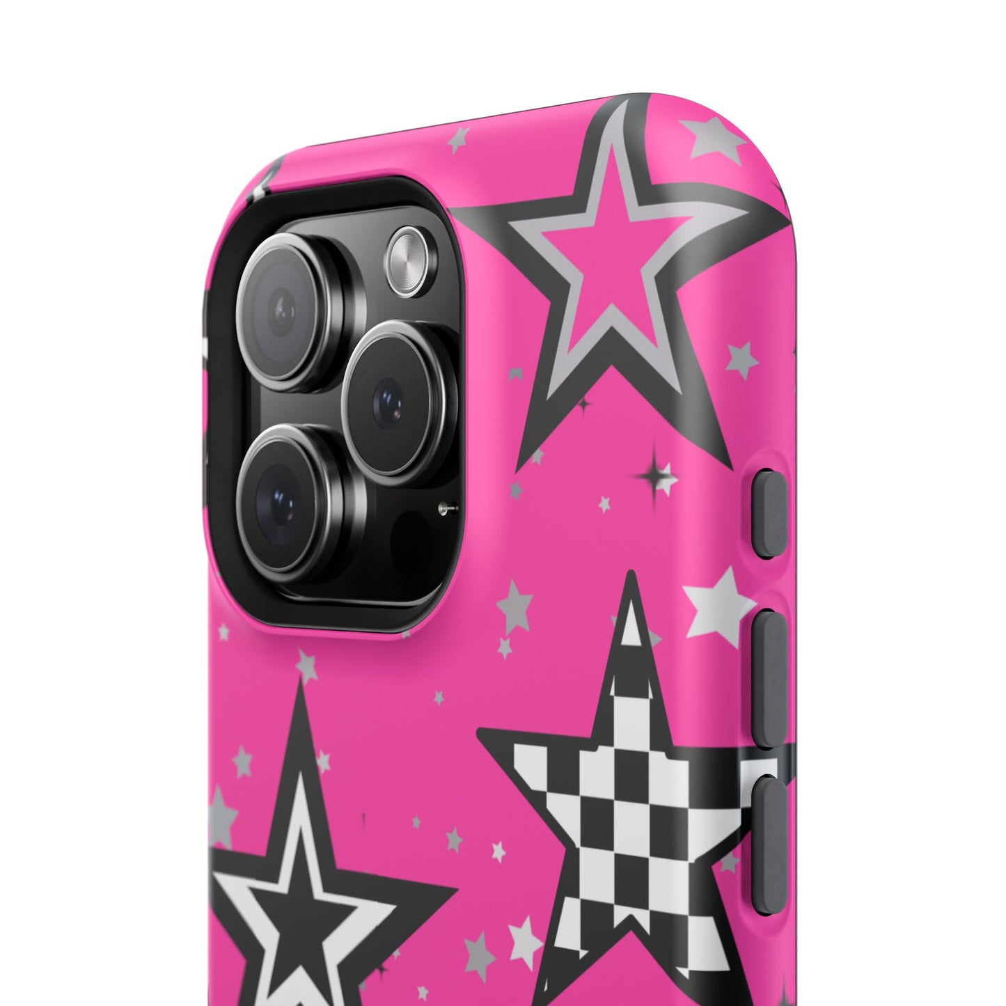 Starry Pink Impact-Resistant Case, Bold Phone Cover, Trendy Tech Accessory, Star, Gifts for Occasions, Phone Case, Iphone