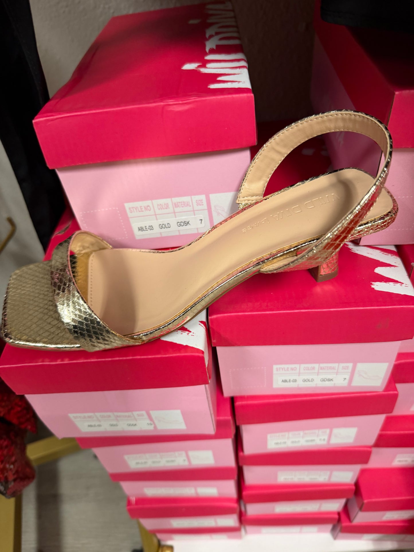 Gold Strappy Small Heel Sandals/Shoes