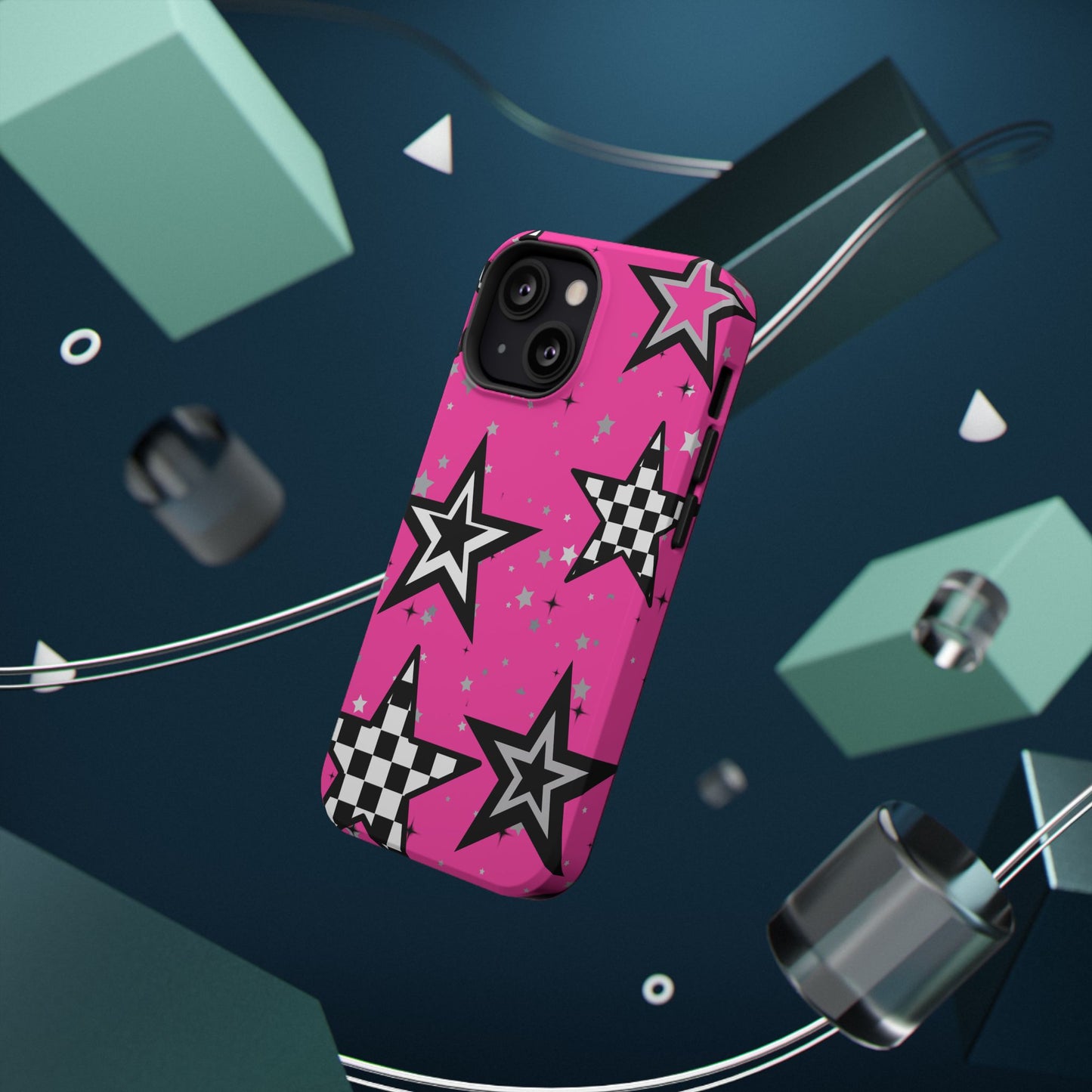 Starry Pink Impact-Resistant Case, Bold Phone Cover, Trendy Tech Accessory, Star, Gifts for Occasions, Phone Case, Iphone
